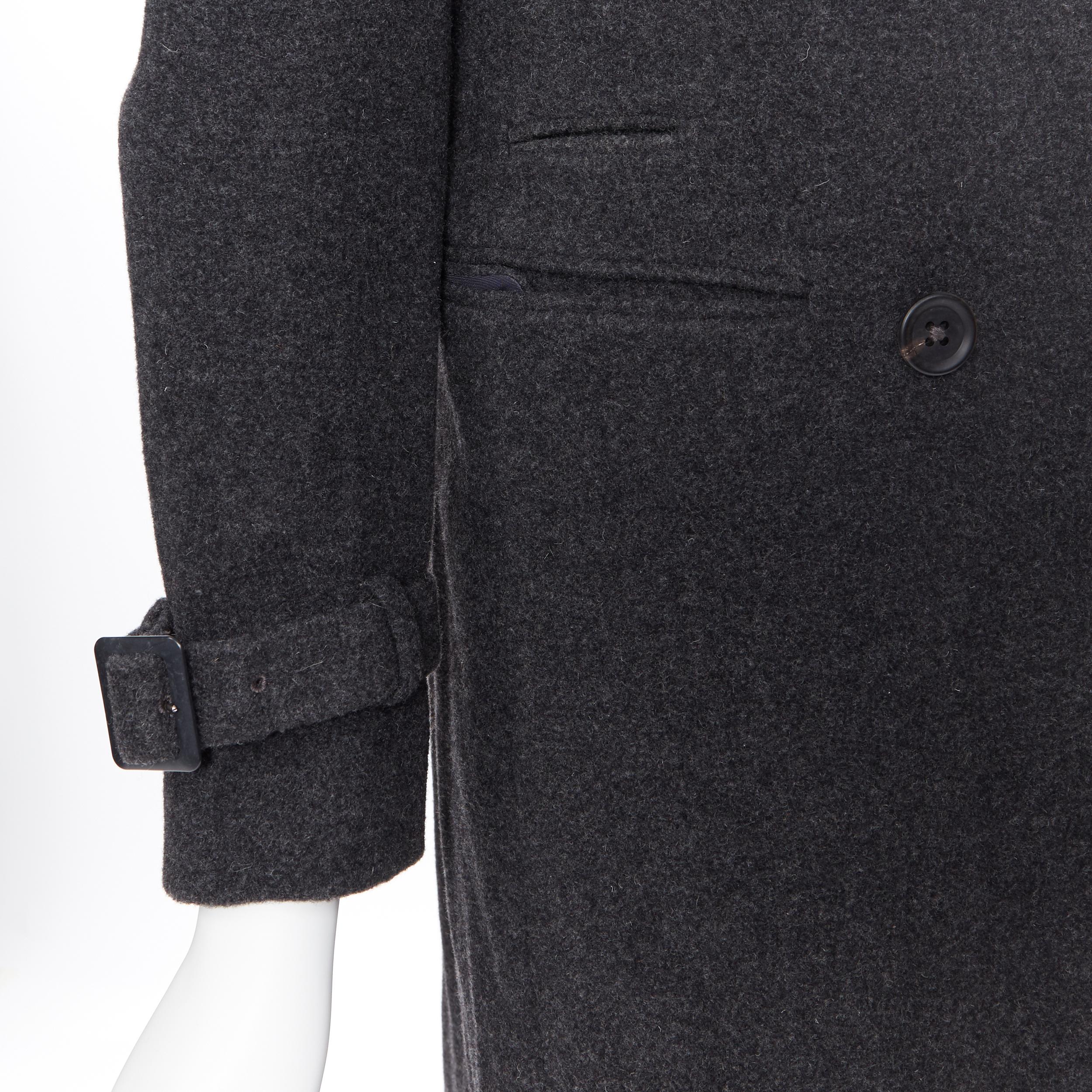 UNIQLO +J JIL SANDER Grauer doppelreihiger Mantel mit Manschettenbesatz aus Wolle S 4