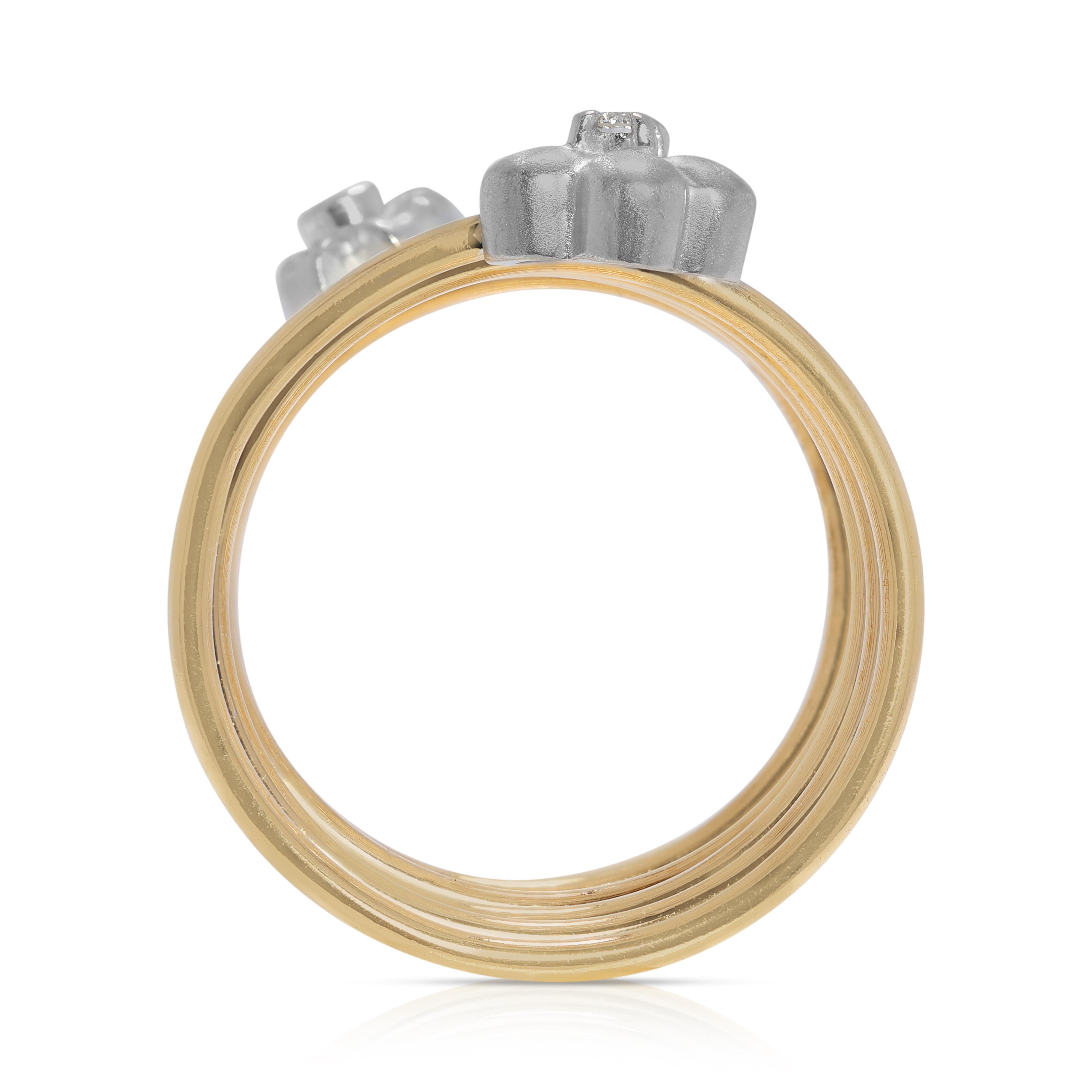 Women's Unique 0.03 carat Natural Diamond Spiral Ring in 18K Yellow Gold For Sale