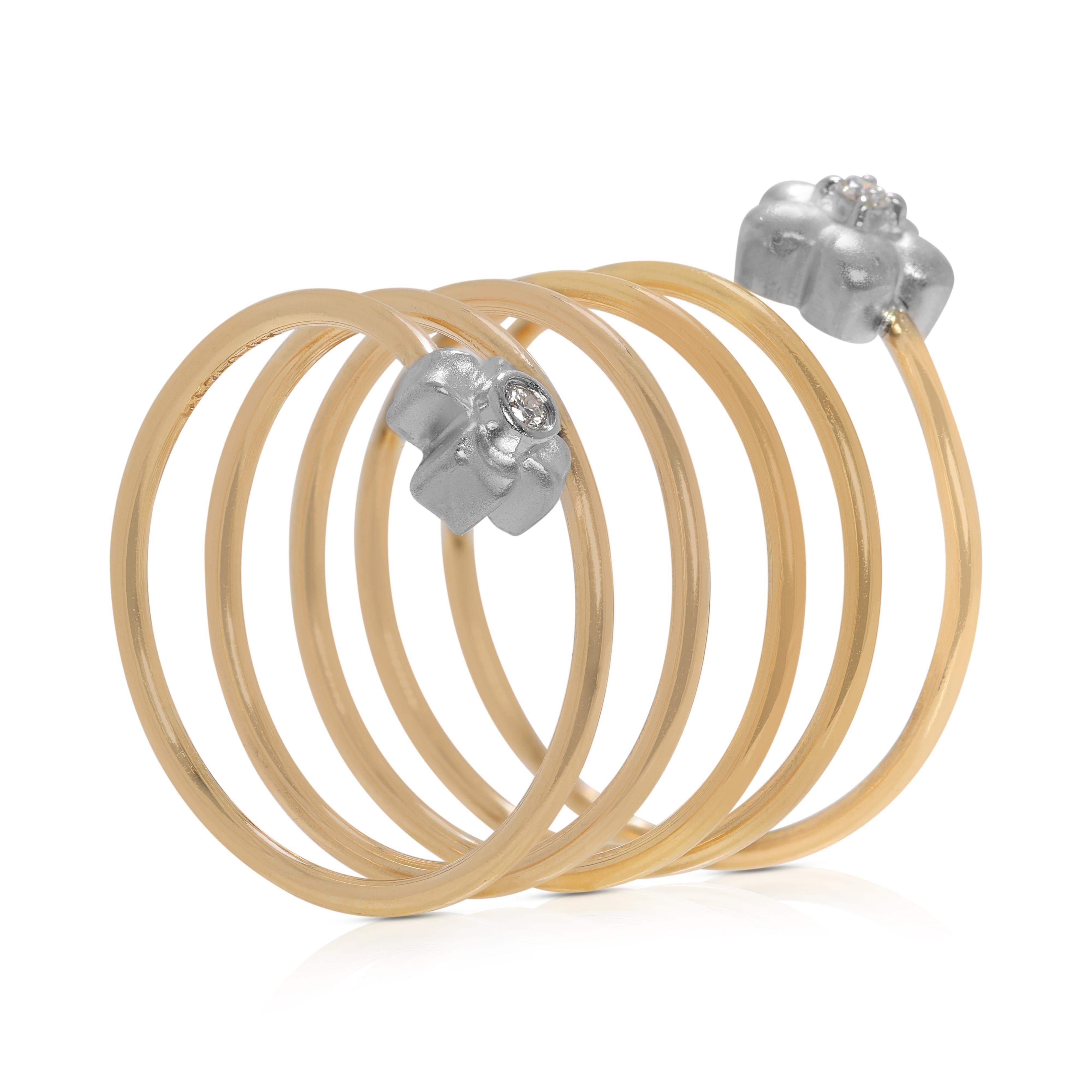 Unique 0.03 carat Natural Diamond Spiral Ring in 18K Yellow Gold For Sale 2
