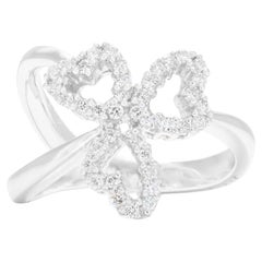 Unique 0.26ct Diamond Flower Ring set in 18K White Gold