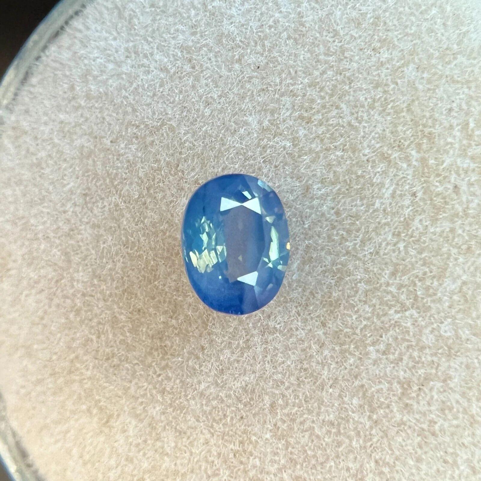 Unique 0.58ct Green Blue Natural Ceylon Sapphire Oval Cut Rare Gem VS In New Condition For Sale In Birmingham, GB