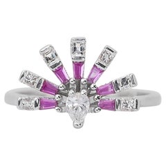 Unique 0.86ct Rubies and Diamonds Fancy-Colored Ring in 18k White Gold - AIG 