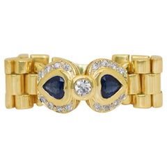 Unique 0.88ct Sapphire and Diamonds Cluster Ring in 18k Yellow Gold