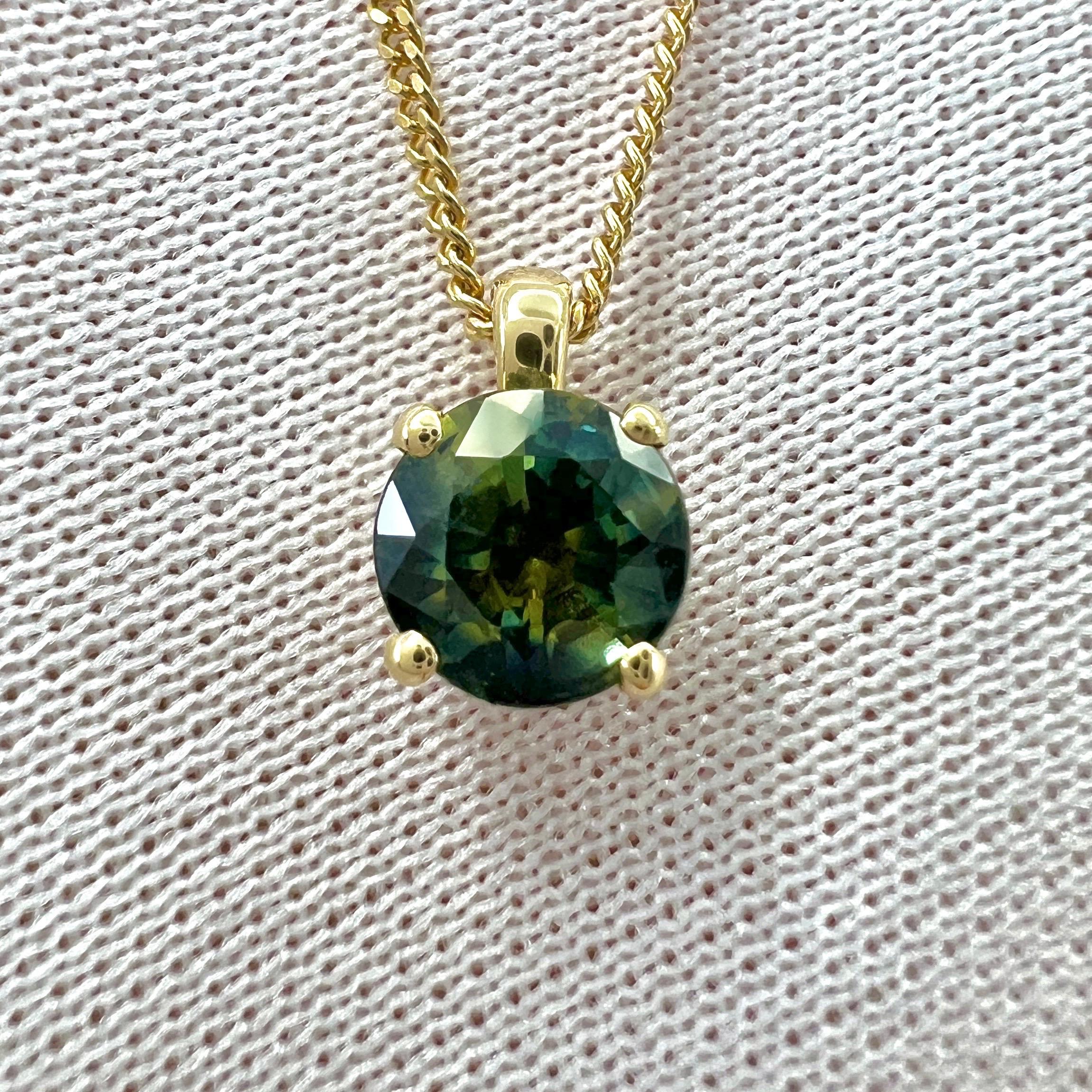 Unique 1 Carat Natural Parti Color Sapphire Diamond 18k Gold Hidden Halo Pendant For Sale 6