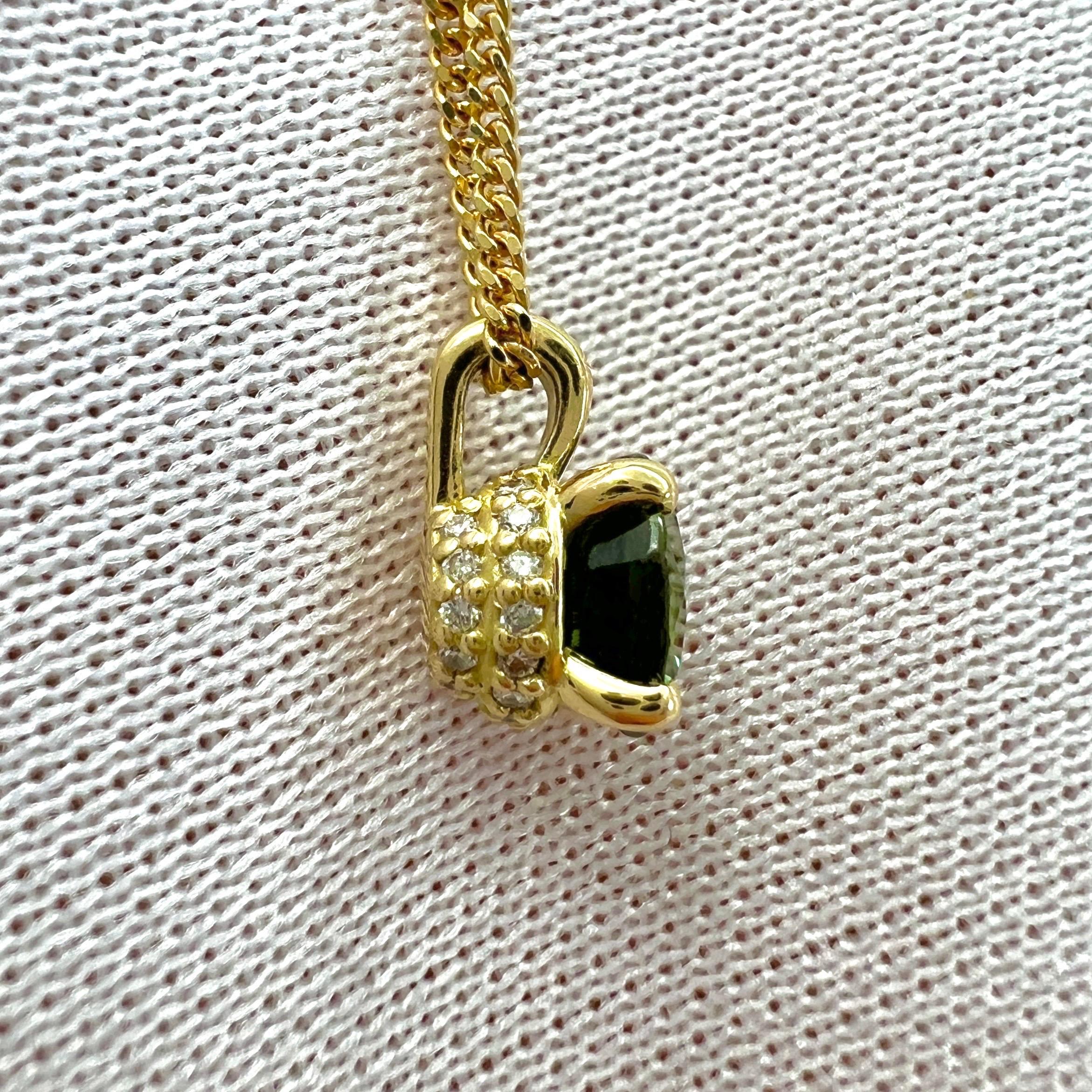 Round Cut Unique 1 Carat Natural Parti Color Sapphire Diamond 18k Gold Hidden Halo Pendant For Sale