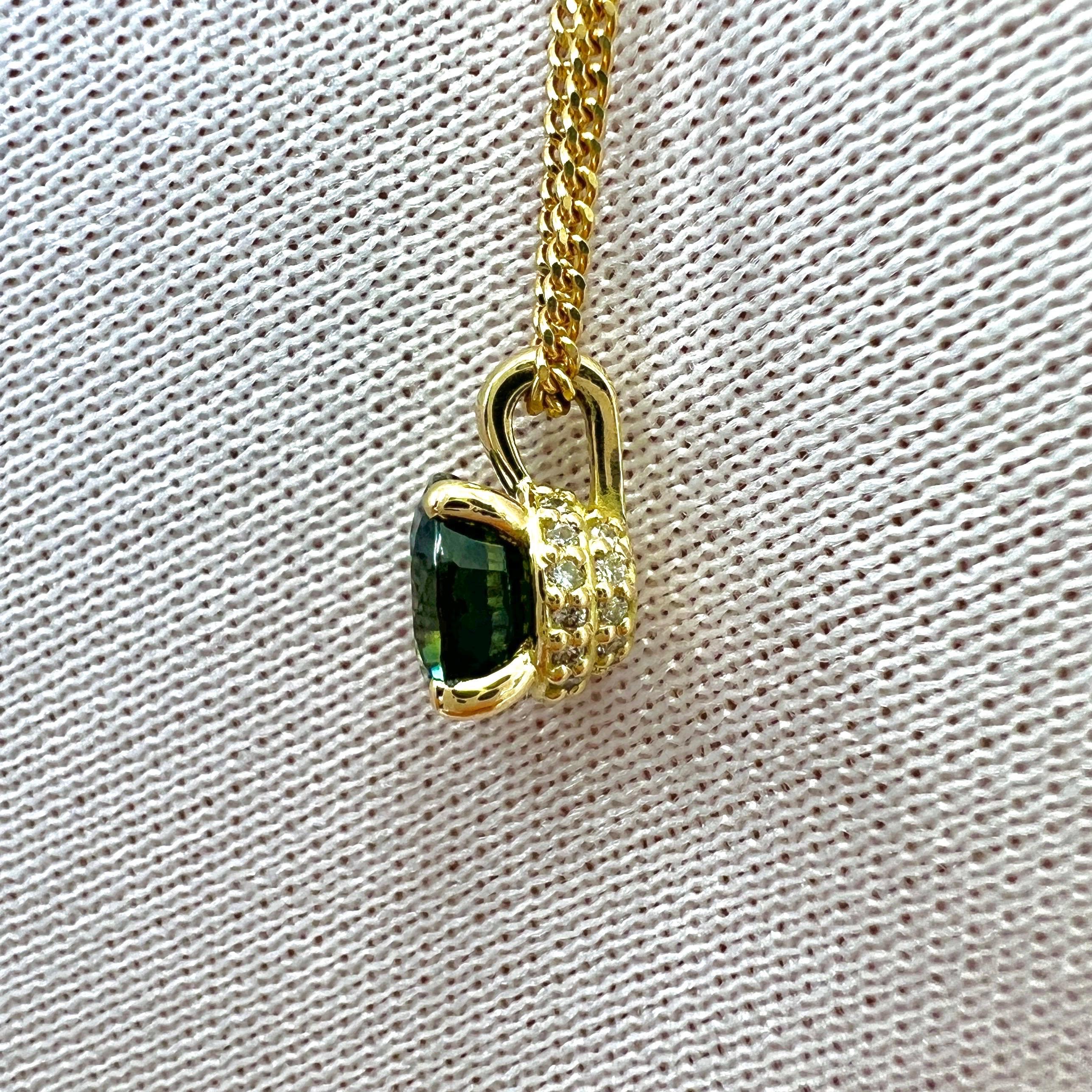 Women's or Men's Unique 1 Carat Natural Parti Color Sapphire Diamond 18k Gold Hidden Halo Pendant For Sale