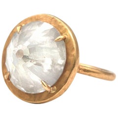 Unique 10.36 Carat Round Diamond Fancy Light Gray 20 Karat Yellow Gold Ring