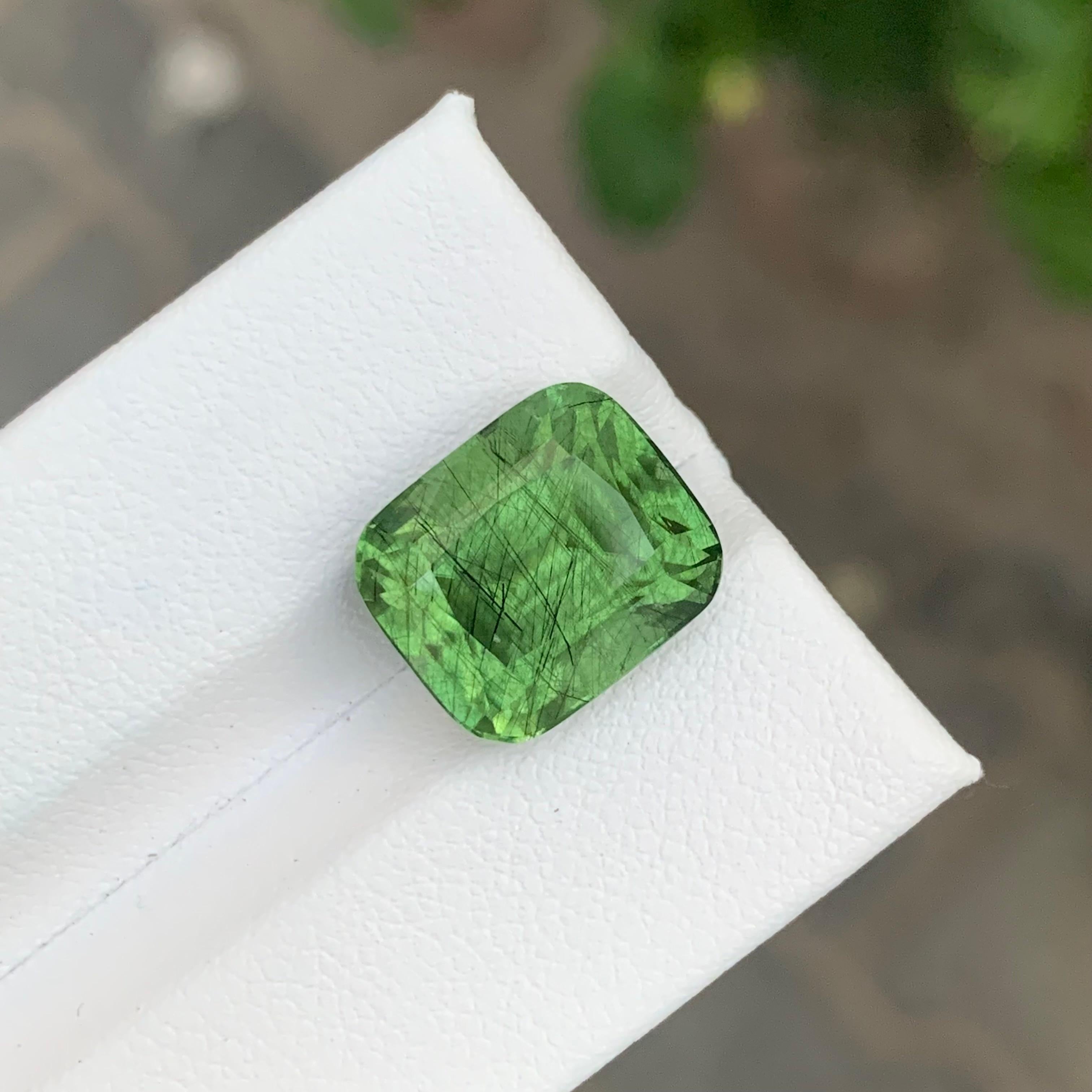 Loose Rutile Peridot

Weight: 10.55 Carats
Dimension: 12.7x10.8x9.3 Mm
Shape: Cushion 
Colour: Green
Origin: Mansehra, Pakistan 
Treatment: None
Certificate: On Customer Demand

Rutile Peridot is a rare and captivating gemstone that combines the