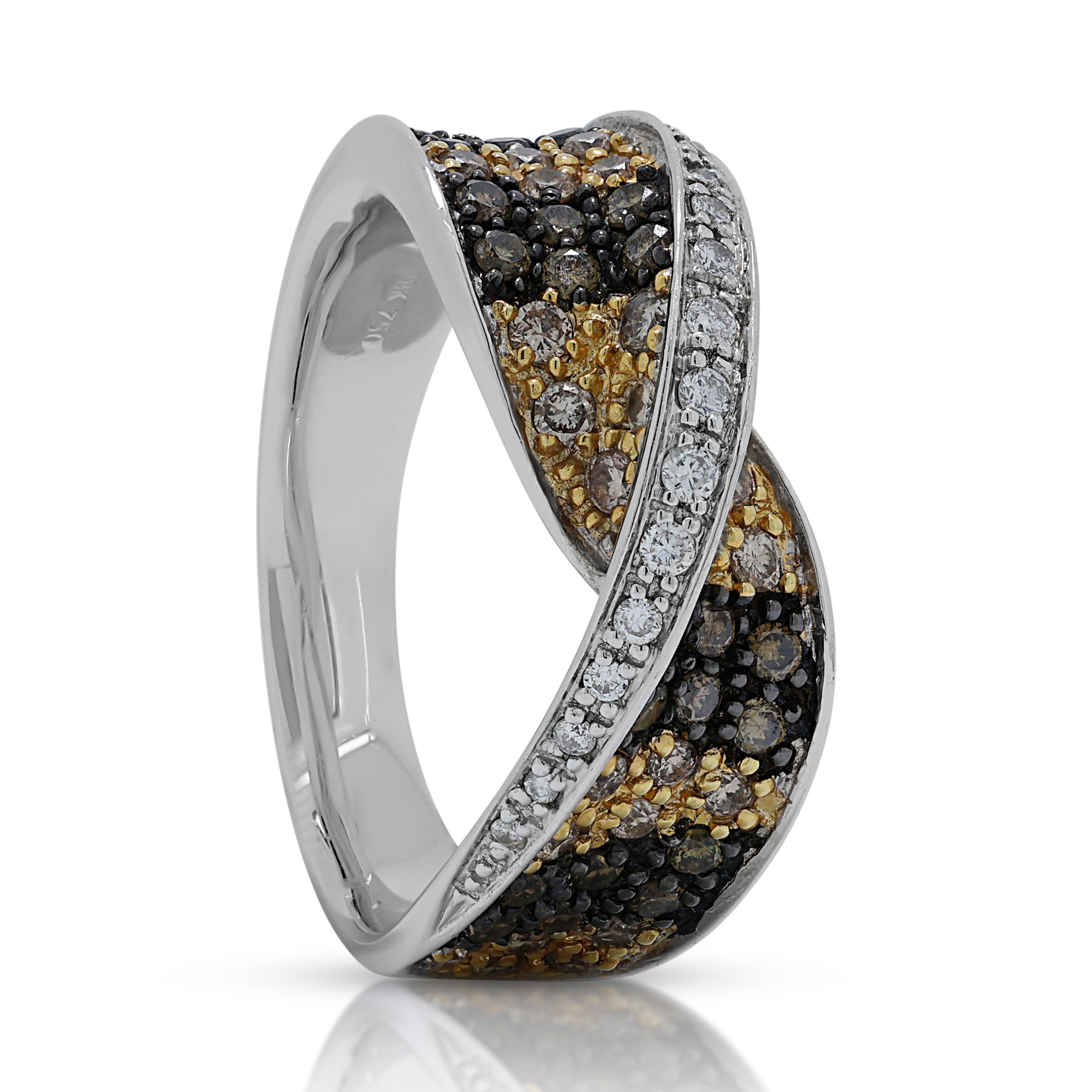 Women's Unique 1.10ct Diamonds Ring in 18K White Gold For Sale