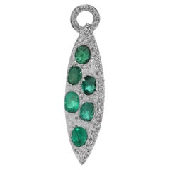 Colgante único de esmeralda y diamante natural de 1,15 quilates en oro blanco de 9 quilates