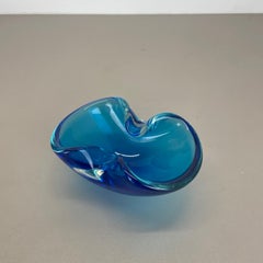 unico posacenere a ciotola in vetro di Murano da 1,1 kg, blu multicolore, design italiano anni '70
