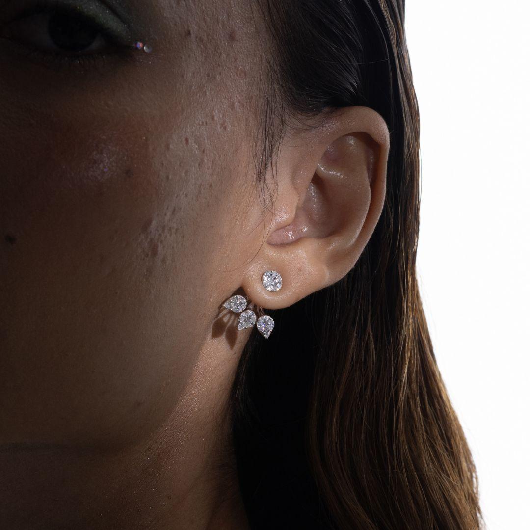 Diamond Ear Jacket Earrings in 18K Gold to make a statement with your look. You shall need jacket earrings to make a statement with your look. These earrings create a sparkling, luxurious look featuring round cut diamond.
April birthstone diamond
