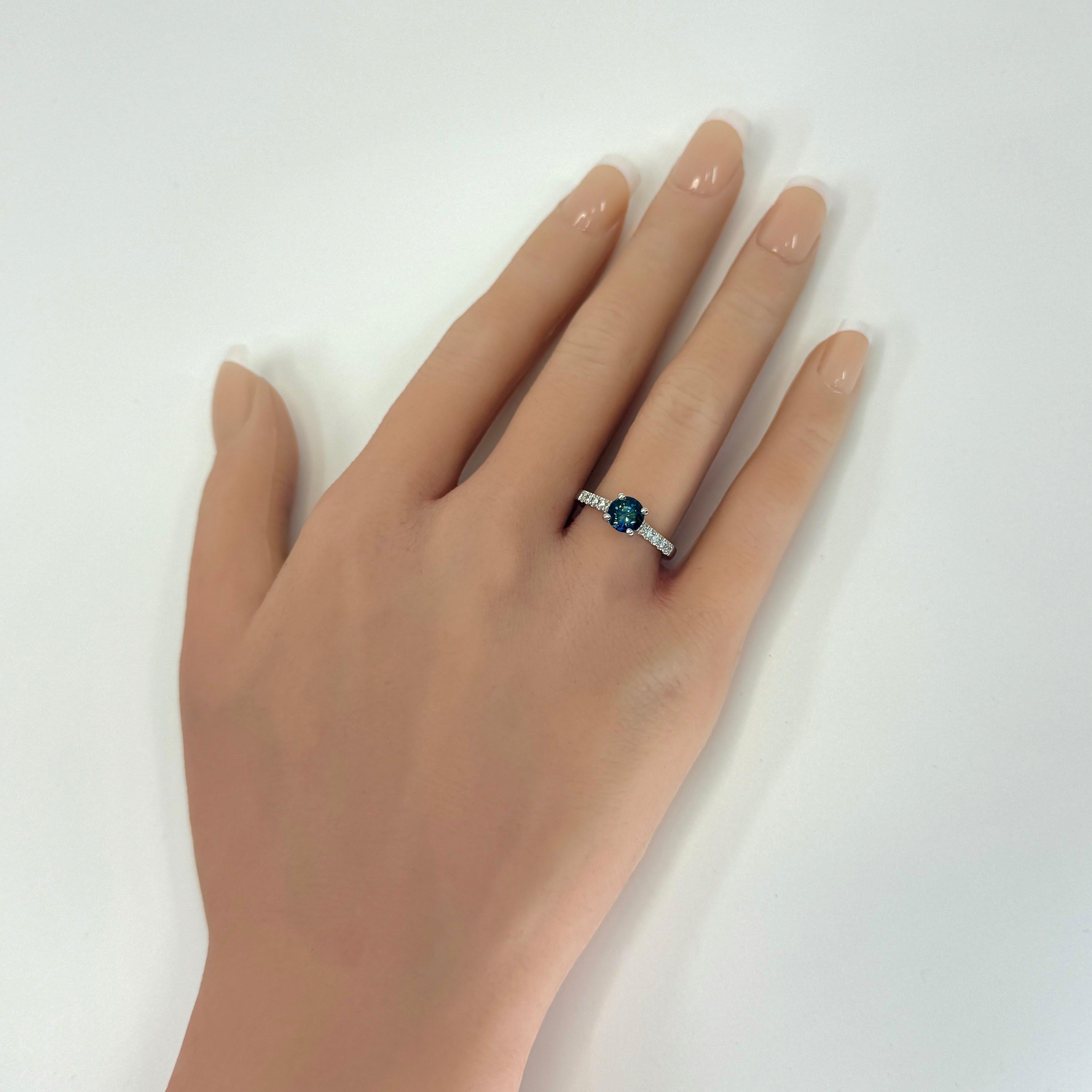 Platinring mit einzigartigem 1.38 Karat zweifarbigem blau-gelbem Saphir im Rundschliff und Diamanten im Angebot 6