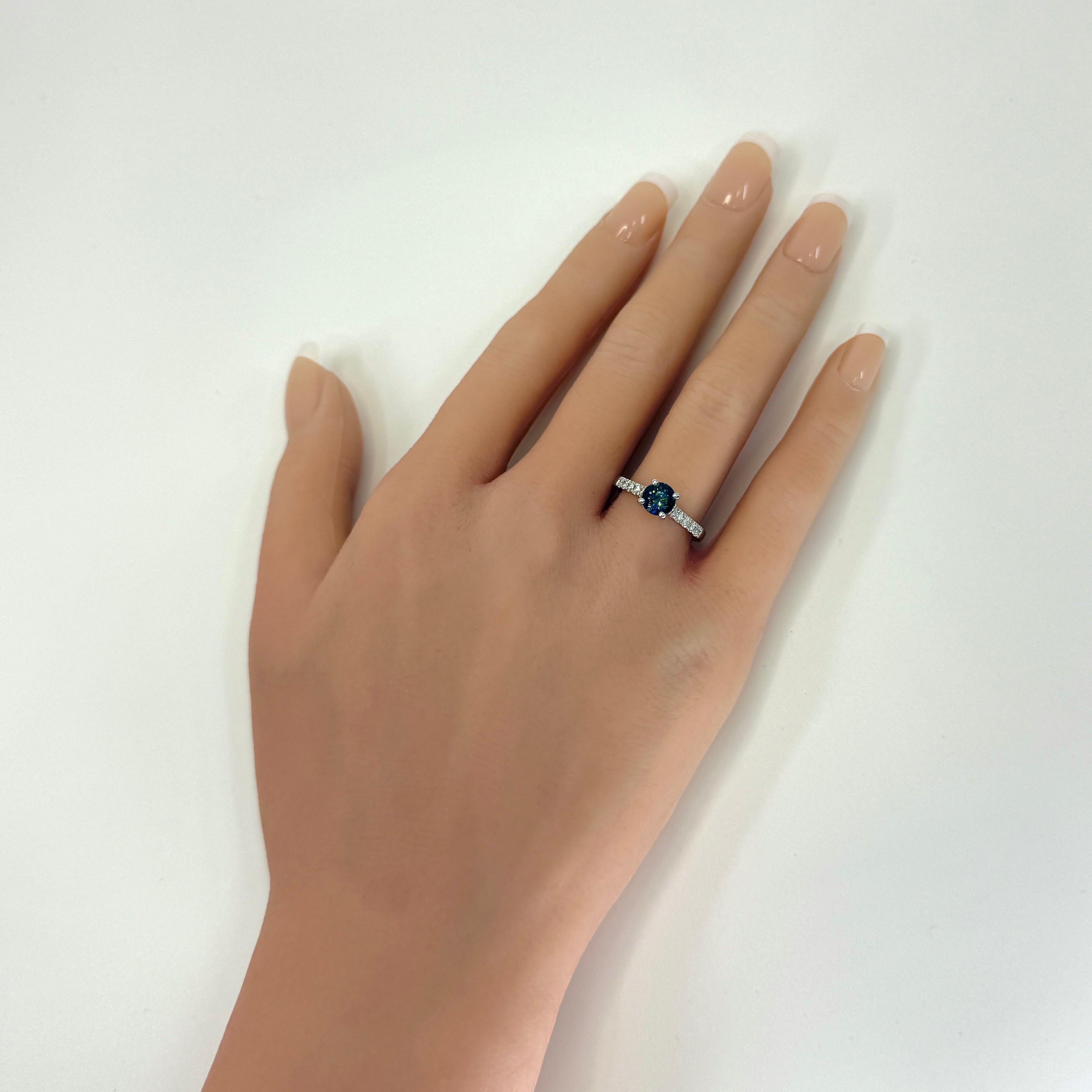 Platinring mit einzigartigem 1.38 Karat zweifarbigem blau-gelbem Saphir im Rundschliff und Diamanten für Damen oder Herren im Angebot