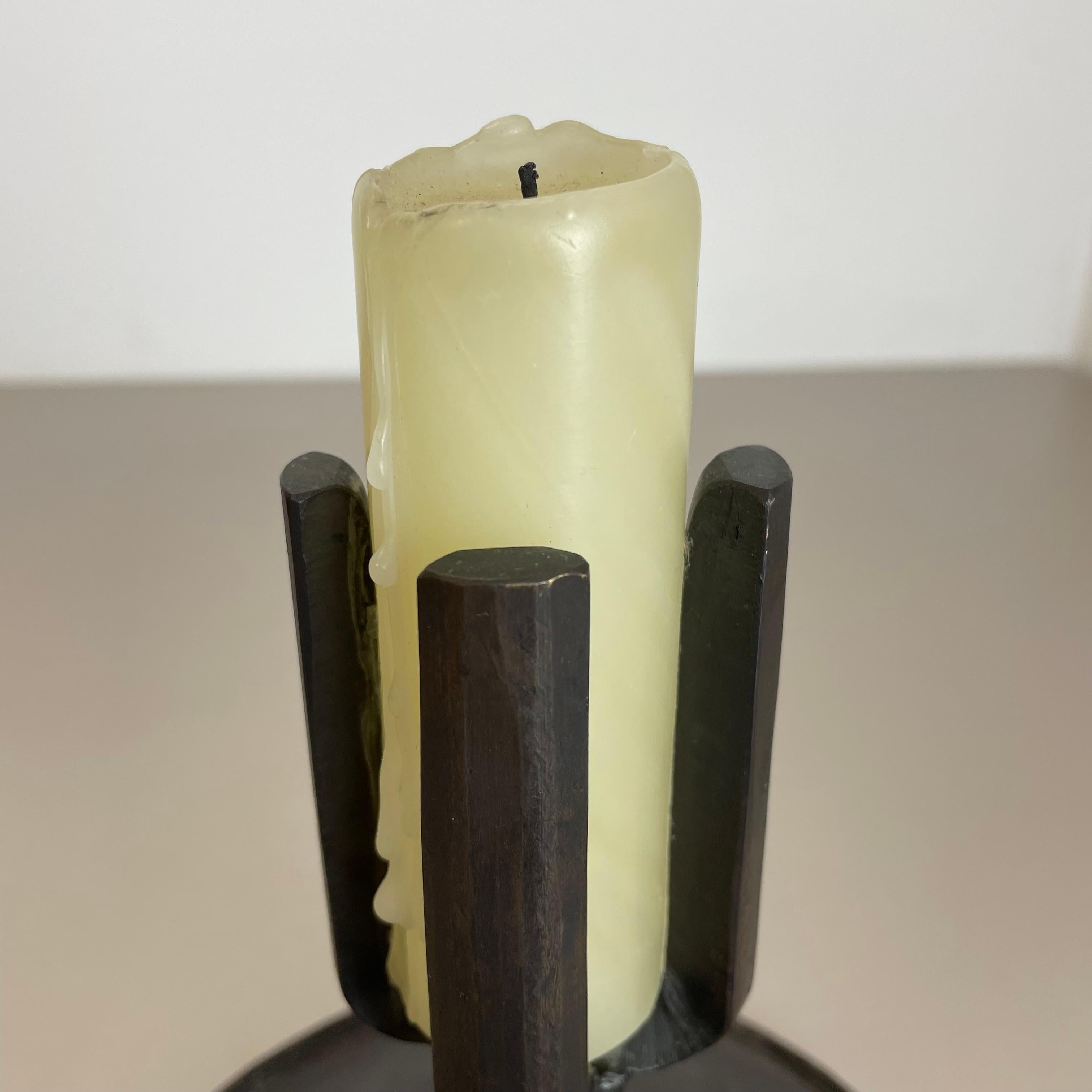 unique 1.3kg Brutalist Bronze Candleholder by Manfred Bergmeister, Germany 1970s For Sale 4