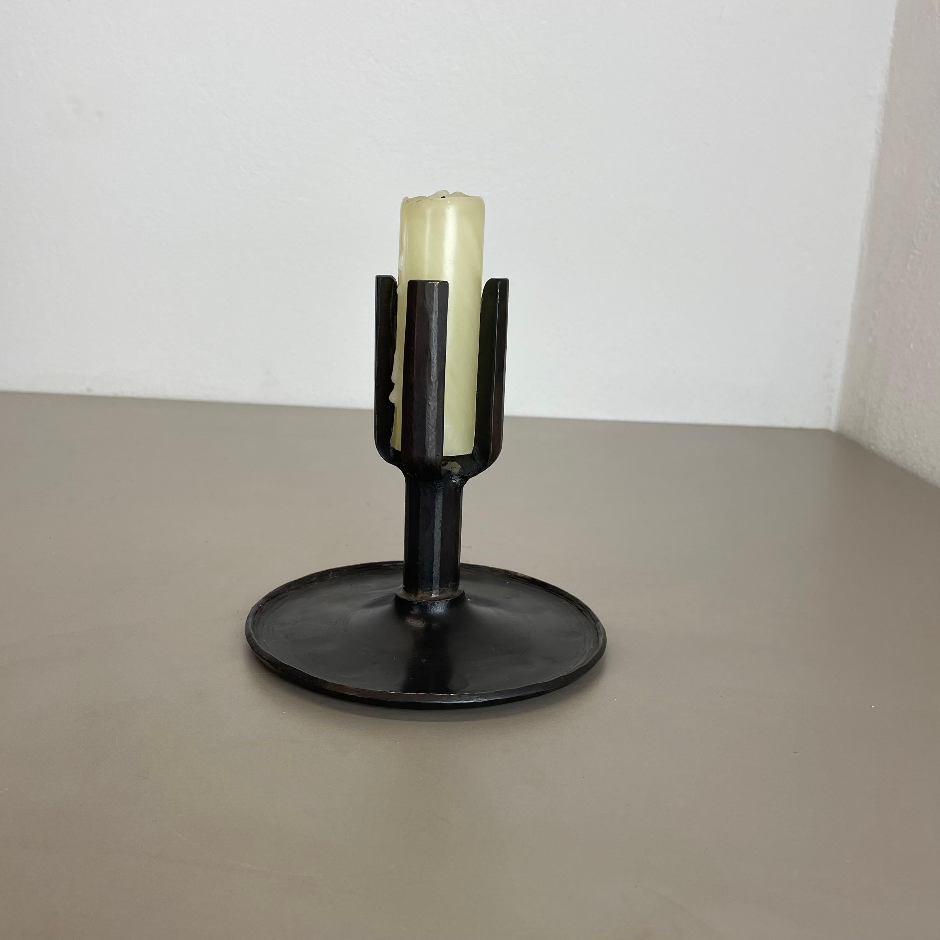 20th Century unique 1.3kg Brutalist Bronze Candleholder by Manfred Bergmeister, Germany 1970s For Sale