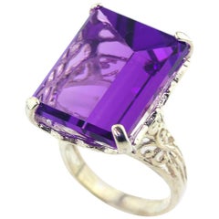 Unique 14 Carat Amethyst Sterling Silver Ring