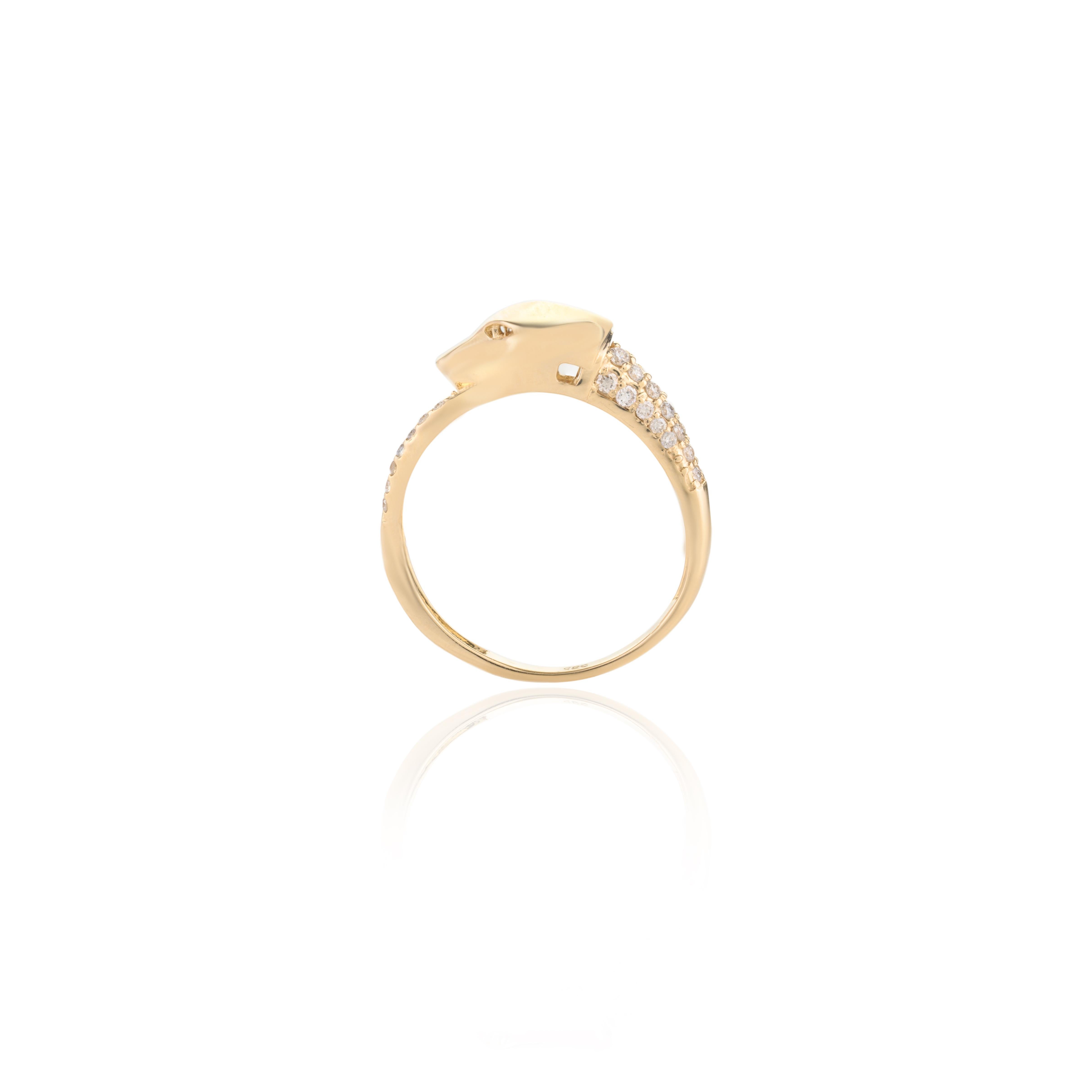 For Sale:  14 Karat Solid Yellow Gold and Natural Diamond Panther Ring 5