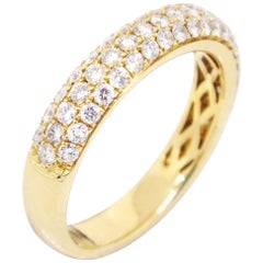 Unique 14 Karat VS1-Si1, Yellow Gold 0.86 Carat Pave Diamond Band Ring