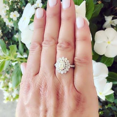 Unique 1.48 Carat Oval Diamond Halo Ring