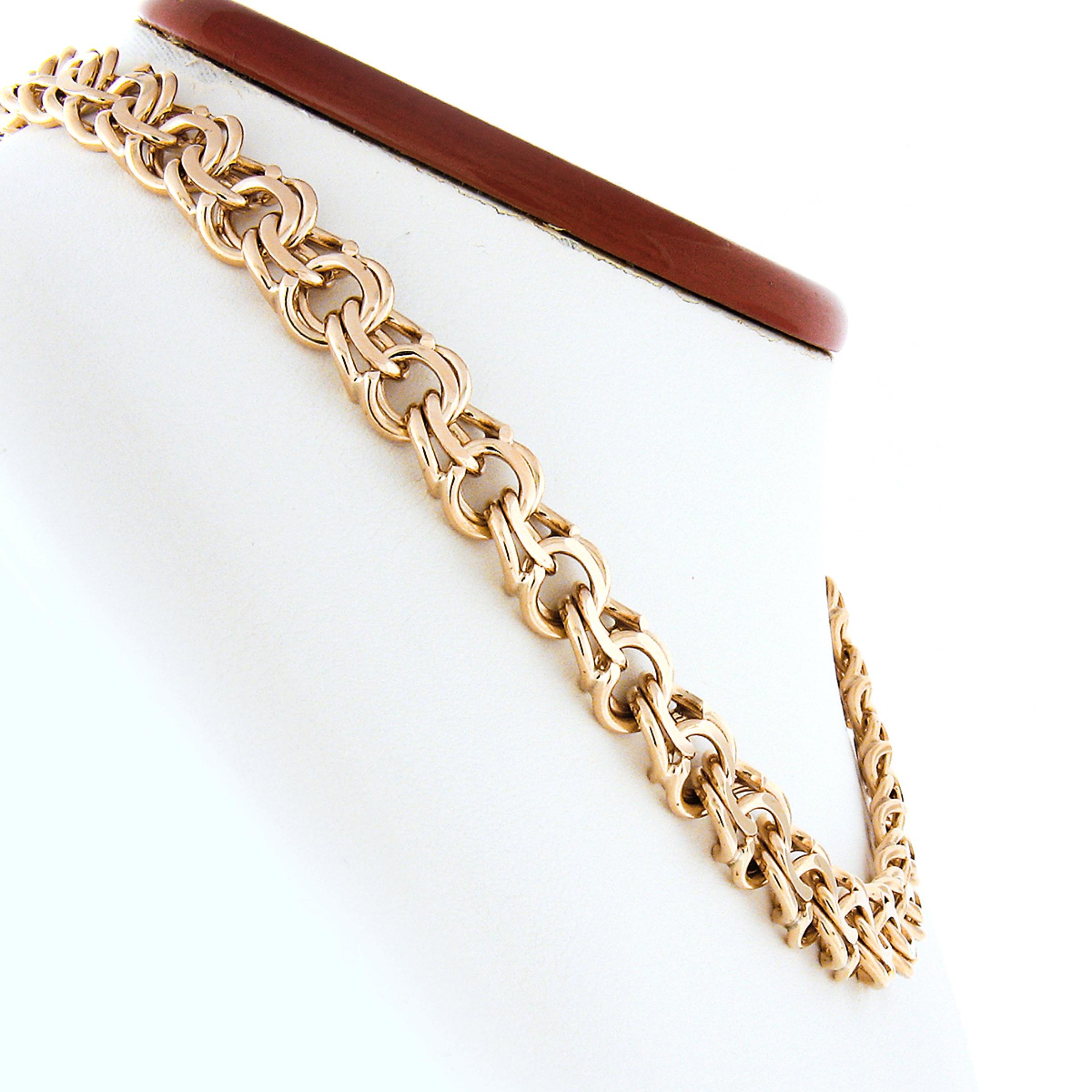 Collier à breloques à maillons en or 14 carats avec boucle à double boucle plate de 15,25 pouces Excellent état - En vente à Montclair, NJ