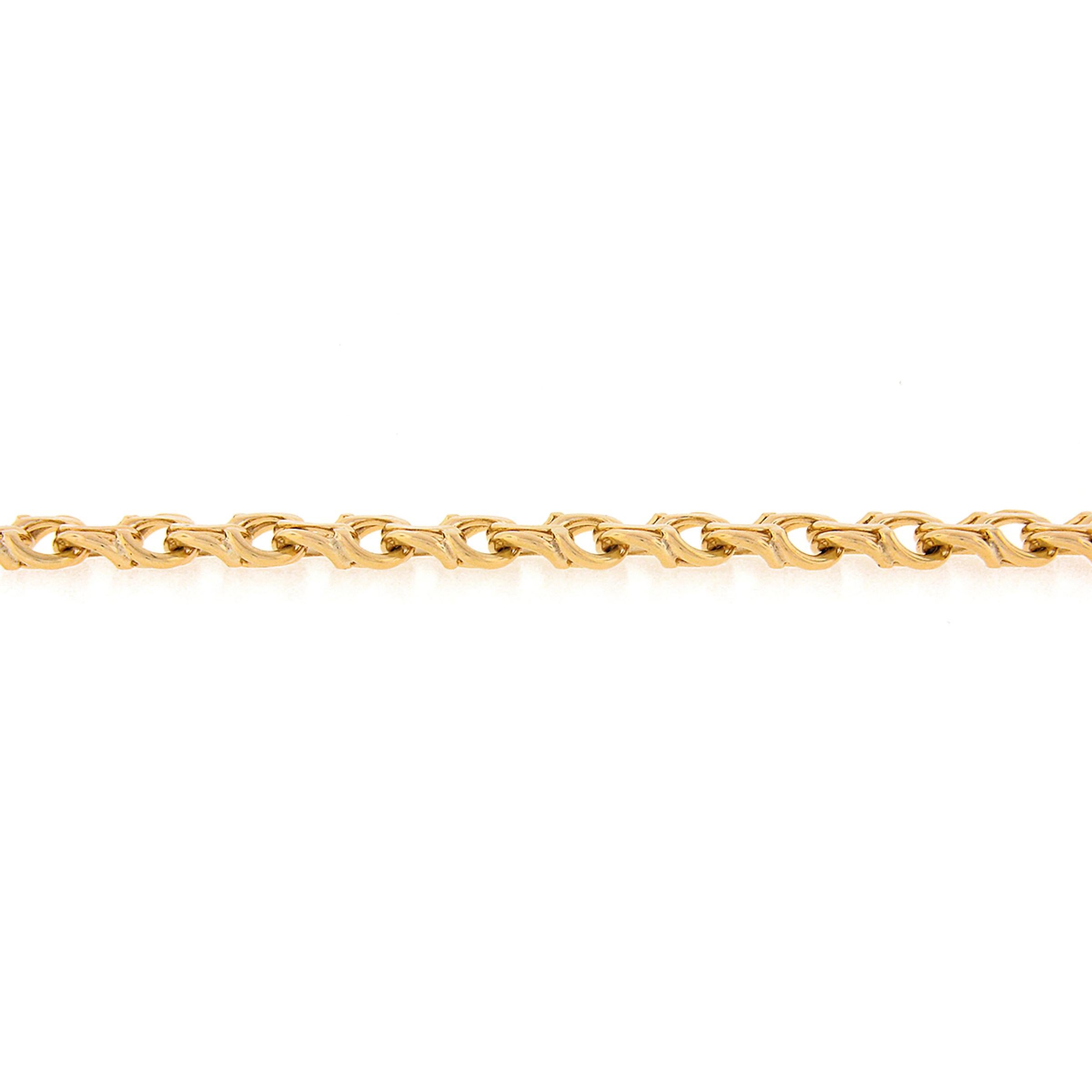 Collier à breloques à maillons en or 14 carats avec boucle à double boucle plate de 15,25 pouces en vente 2