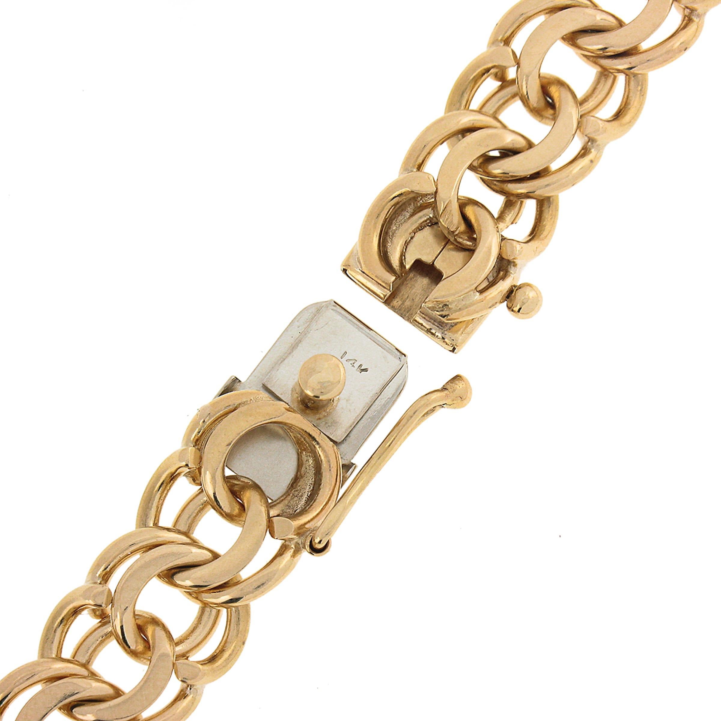 Collier à breloques à maillons en or 14 carats avec boucle à double boucle plate de 15,25 pouces en vente 4