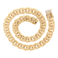 Collar único de oro de 14 quilates de 15,25" con cadena de eslabones de anilla abierta de doble rizo plano