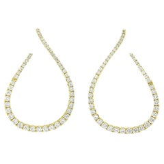Unique 14K Gold 5.50ctw Diamond Covered Large Graduated Teardrop Hoop Earrings