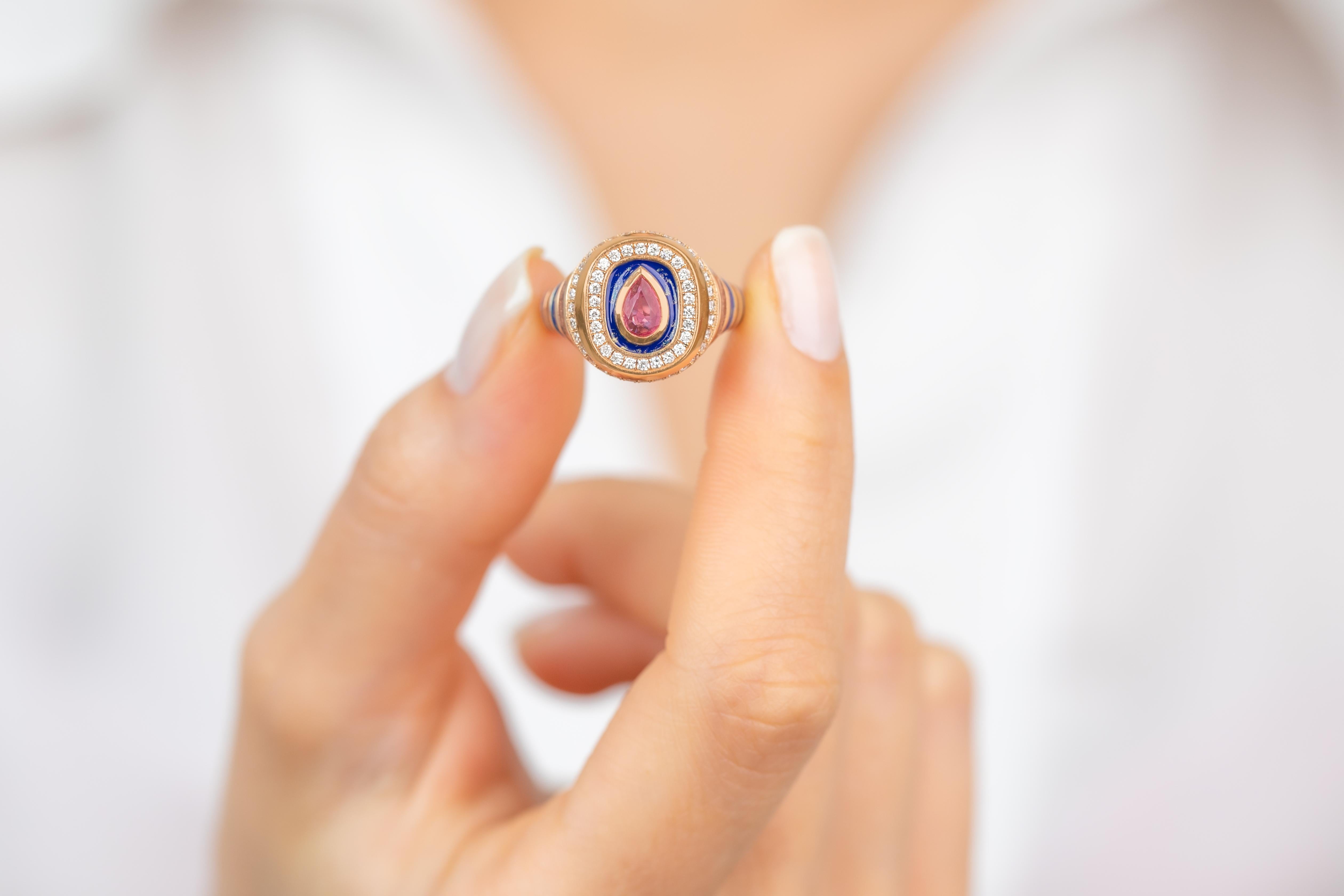 Unique 925 Sterling Silver Enamel Statement Ring: Colorful Artistry for the Fash For Sale 5