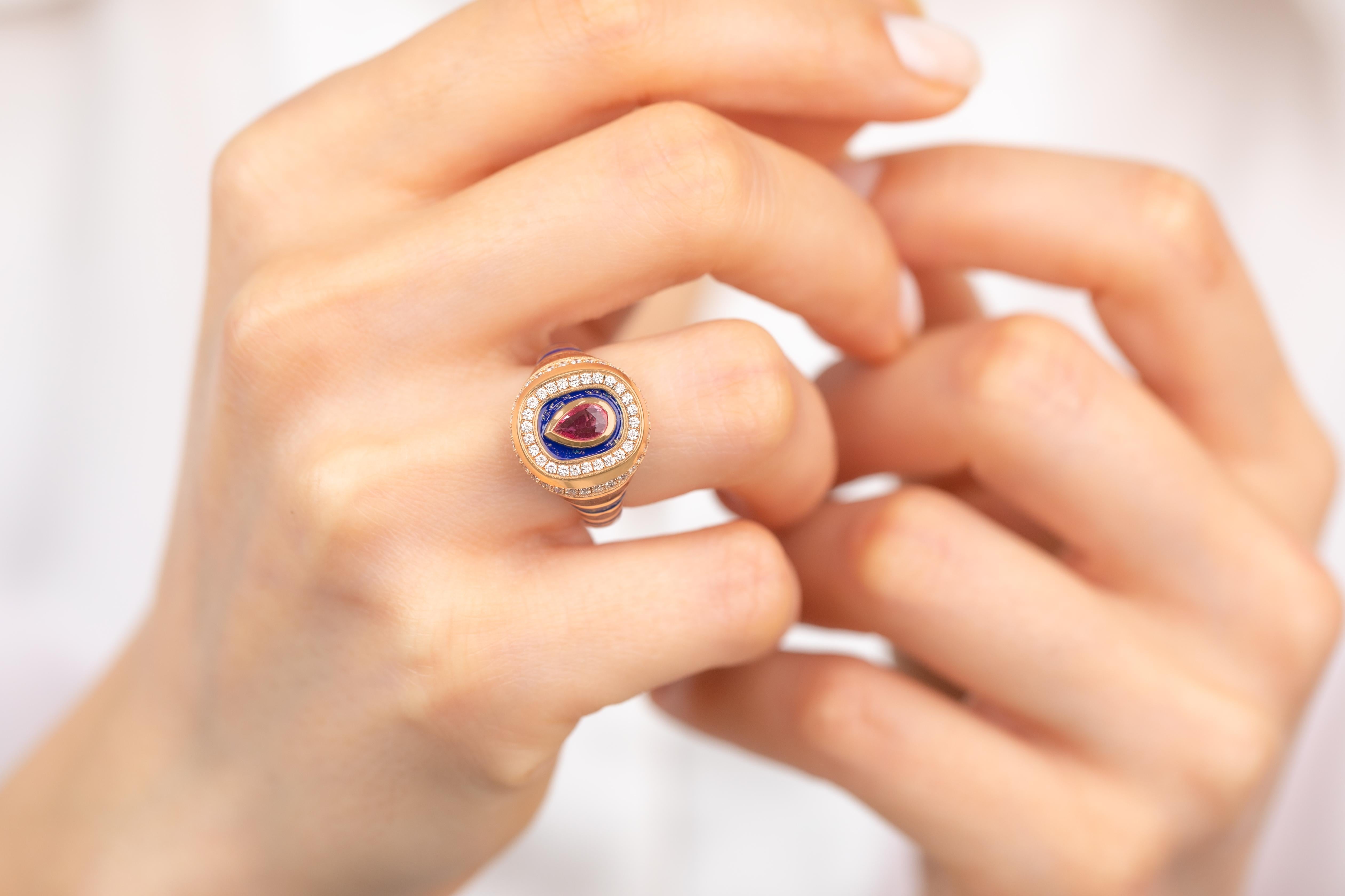 Unique 925 Sterling Silver Enamel Statement Ring: Colorful Artistry for the Fash For Sale 9