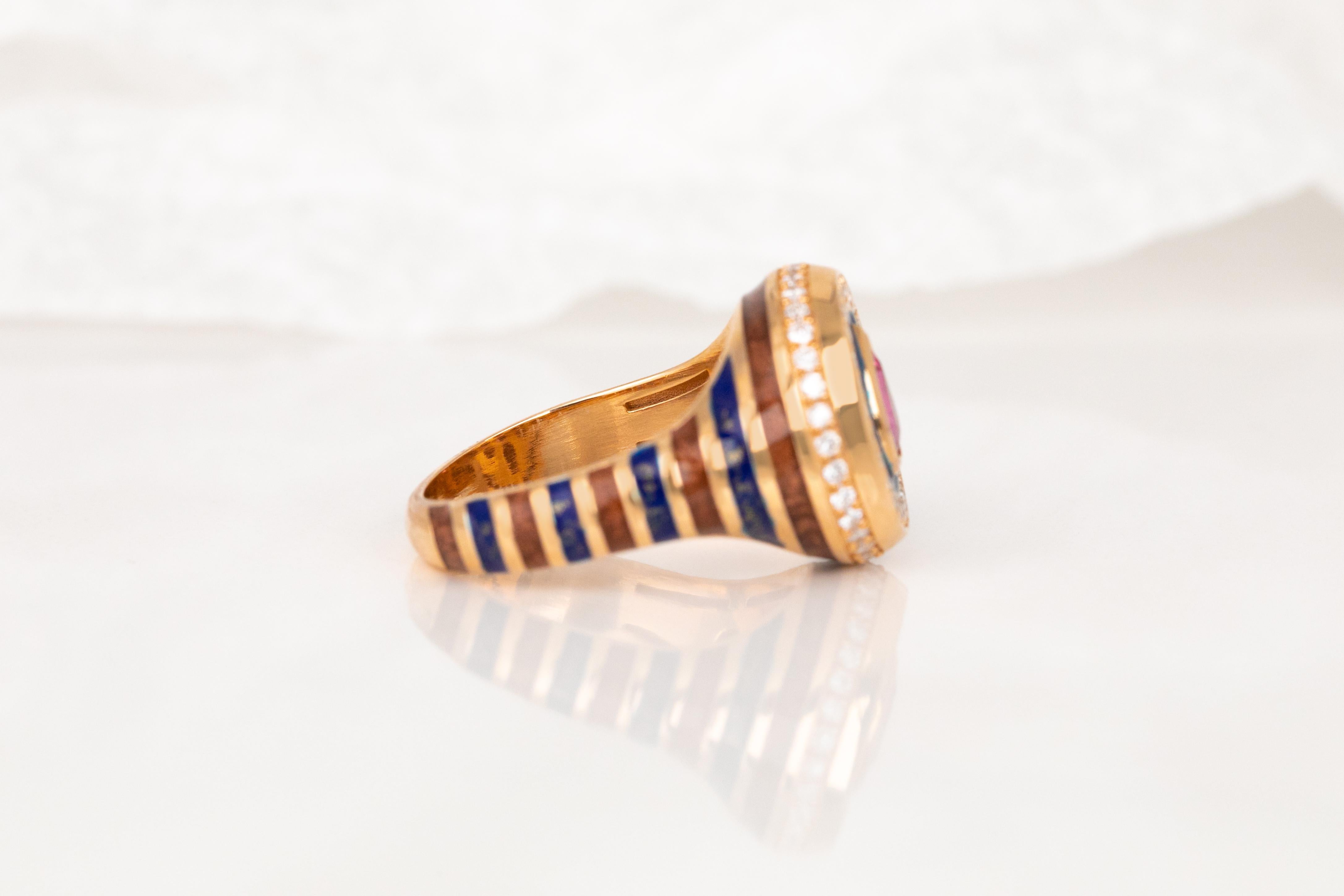 Unique 925 Sterling Silver Enamel Statement Ring: Colorful Artistry for the Fash In New Condition For Sale In ISTANBUL, TR
