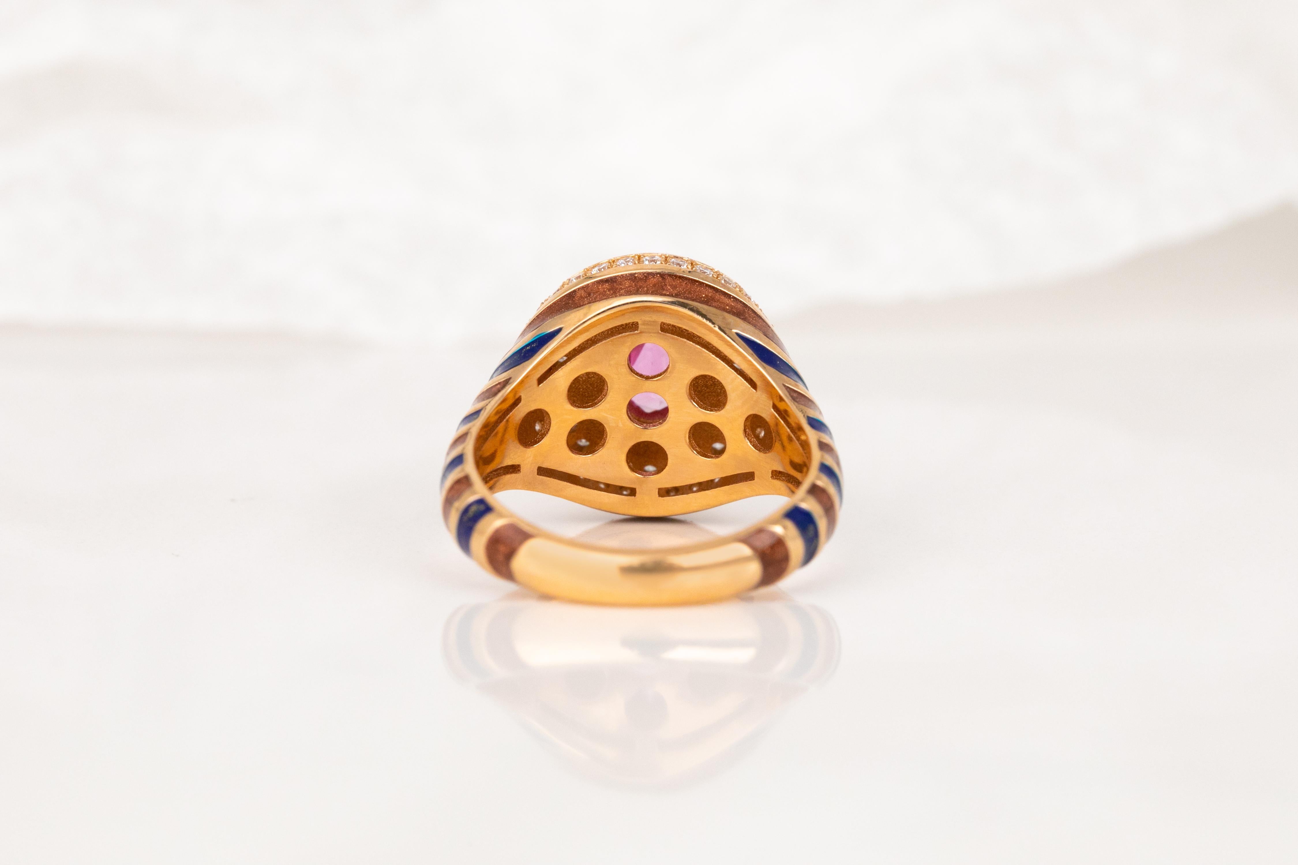 Women's or Men's Unique 925 Sterling Silver Enamel Statement Ring: Colorful Artistry for the Fash For Sale