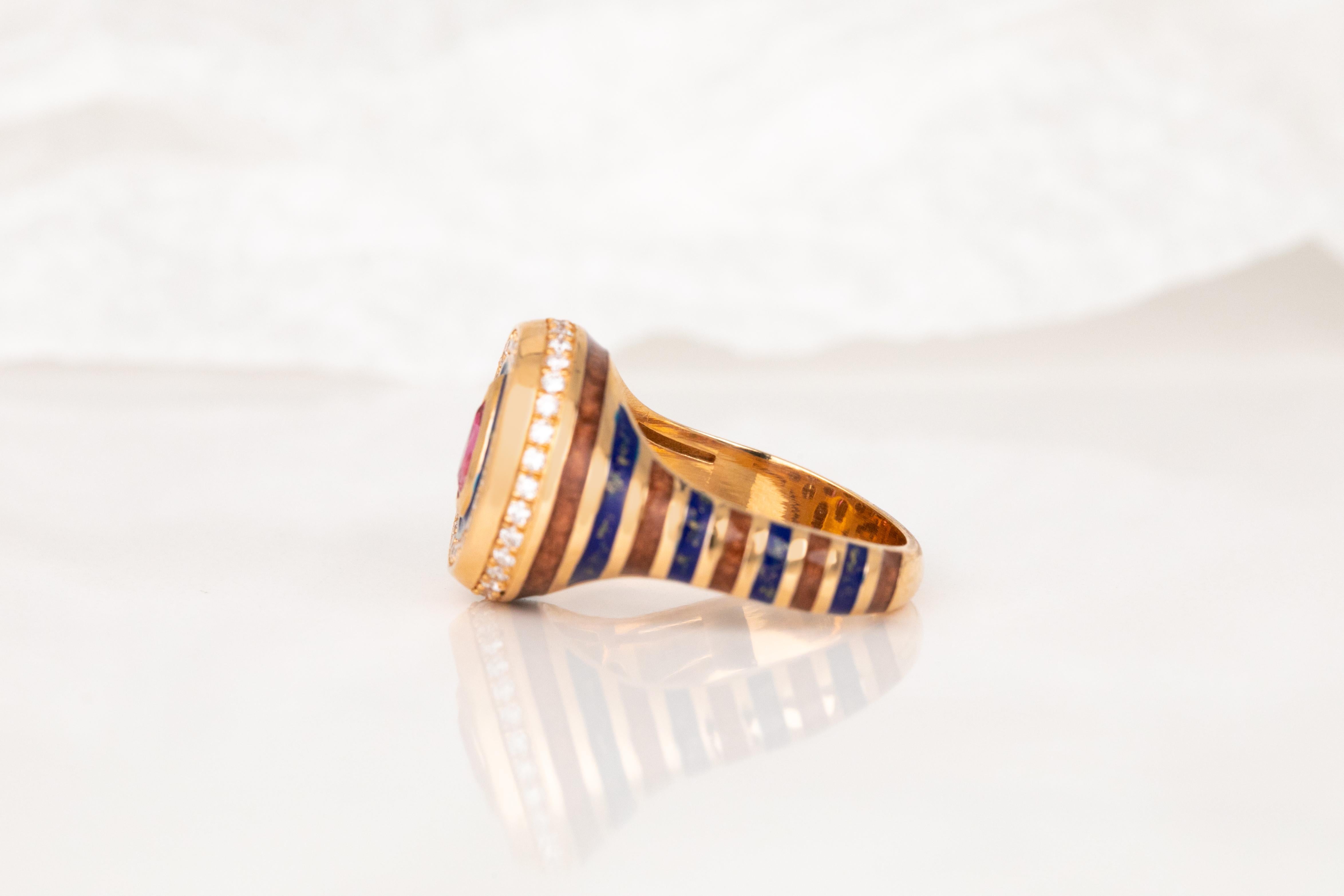 Unique 925 Sterling Silver Enamel Statement Ring: Colorful Artistry for the Fash For Sale 1