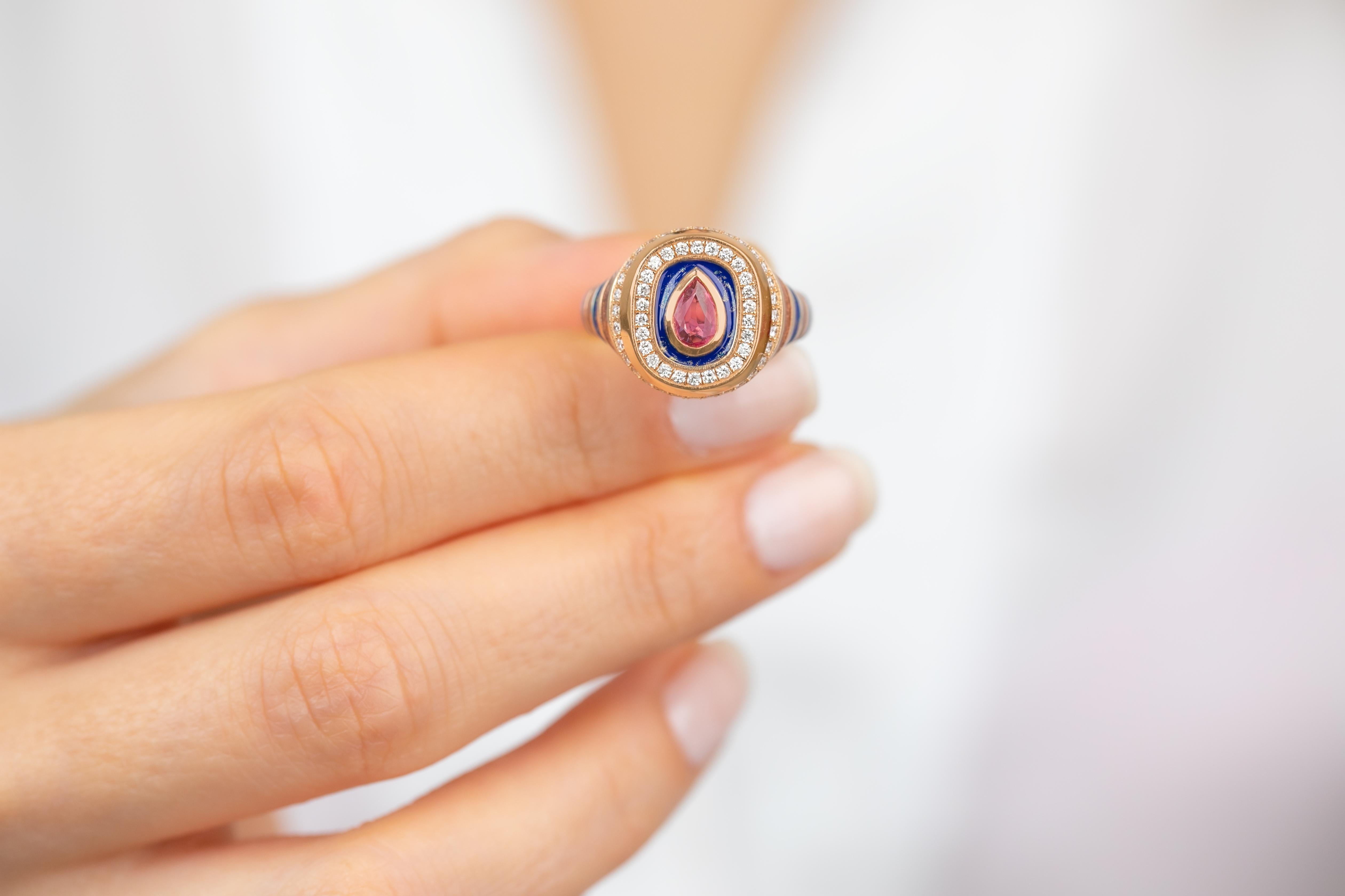 Unique 925 Sterling Silver Enamel Statement Ring: Colorful Artistry for the Fash For Sale 3