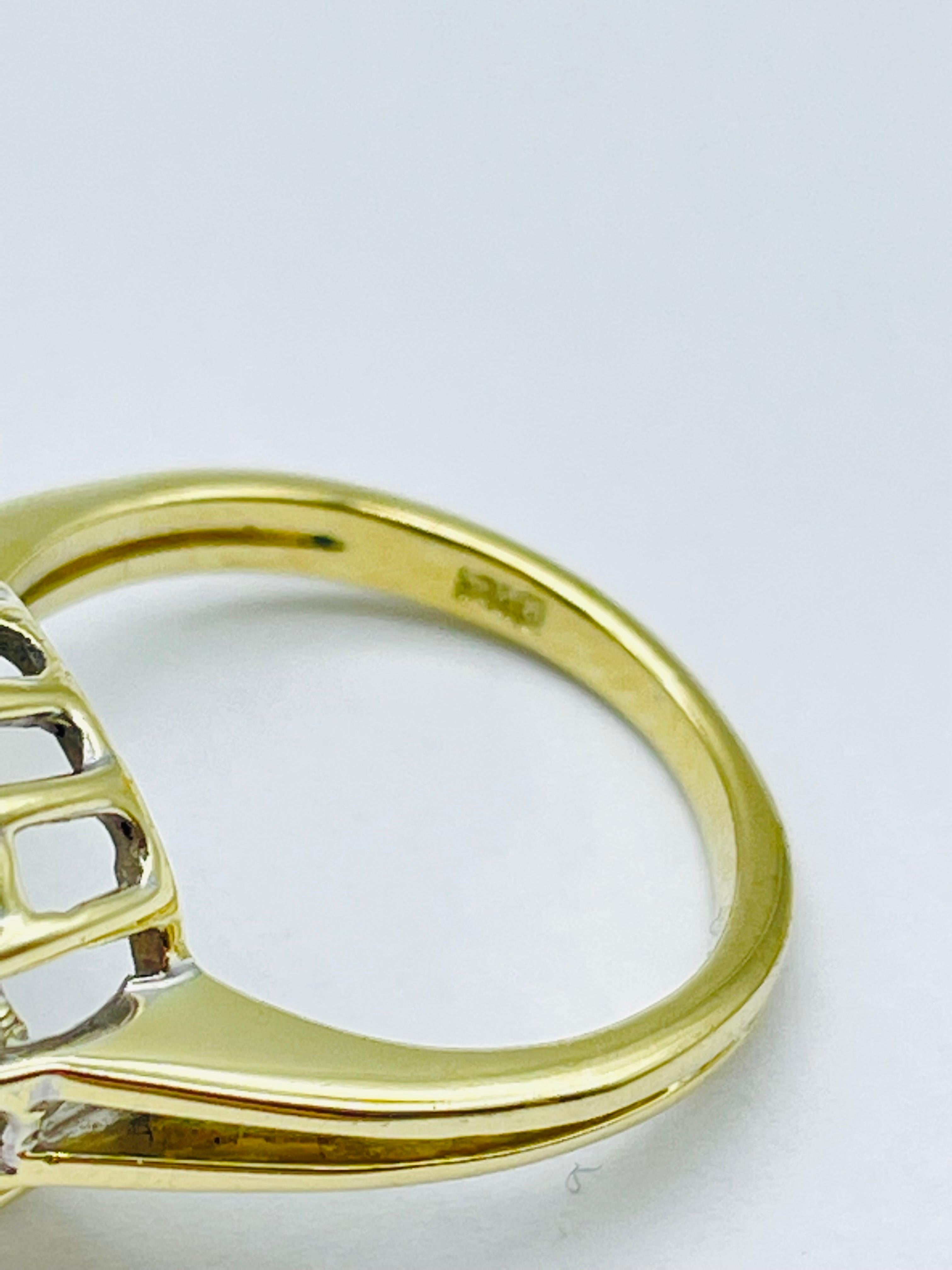 Unique 14k Gold Ring with 8 Brilliant-Cut Diamonds Each 0.15 Carat Blue Sapphire For Sale 4