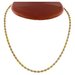 Unique 14k Tri Color Gold 15.5" 3.2mm Solid Rope Link Chain Choker Necklace
