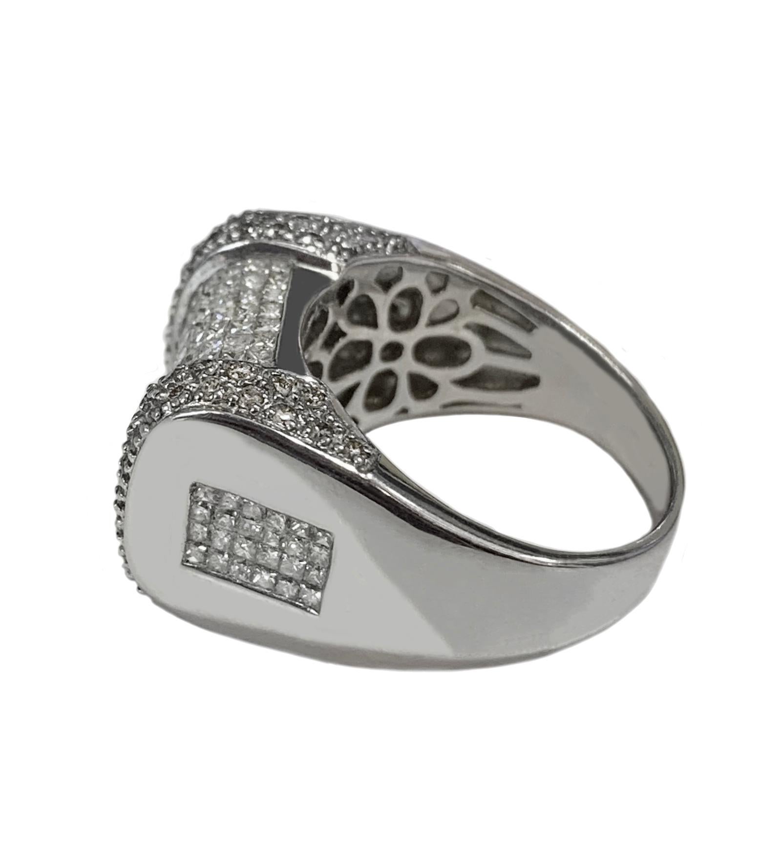 Anello unico in oro bianco 14k con 3,25ct di diamanti, VS/G In condizioni Nuovo in vendita a New York, NY