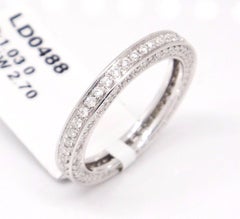 Unique 14 Karat White Gold SI1, G, 1.03 Carat Round Pavé Diamonds Eternity Band