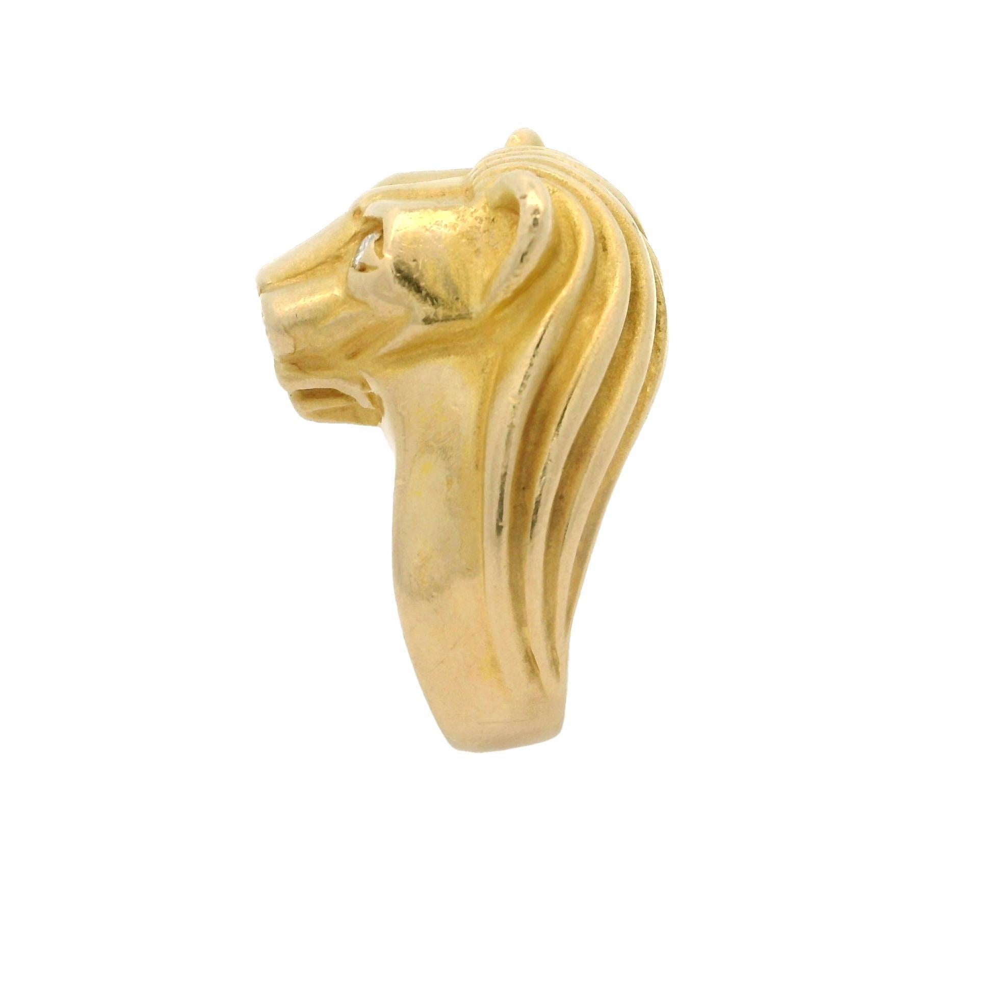 Einzigartiger 14k Gelbgold 0,06 Karat Diamant Augen Großer detaillierter schwerer Pantherring (Brillantschliff) im Angebot