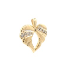 Unique 14k Yellow Gold 0.12ctw Pave Diamond Open Heart Pendant Charm