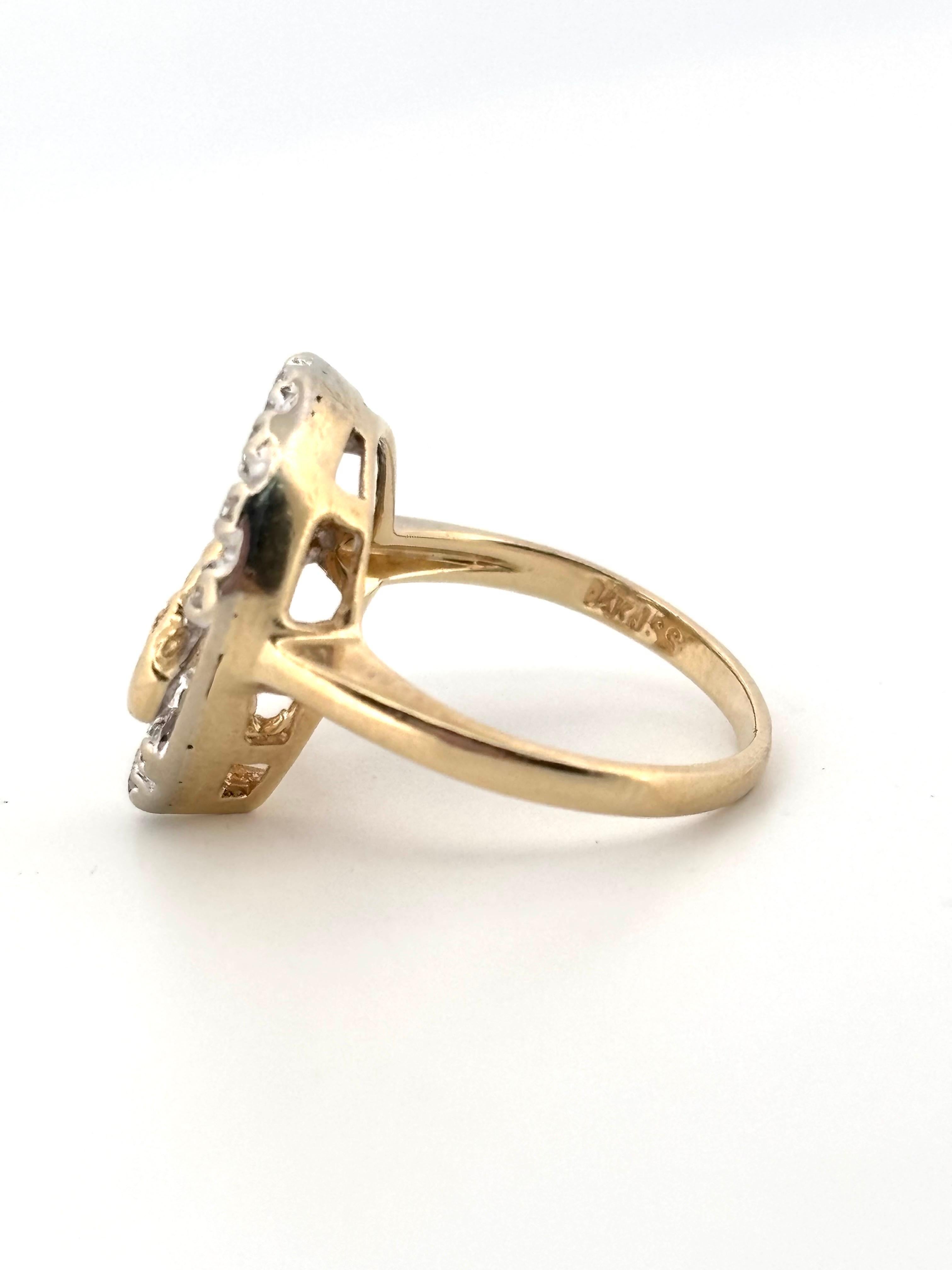 Bague unique en or jaune 14K 0.26ctw Diamond Horse Head Horseshoe Ring Bon état - En vente à Sewickley, PA