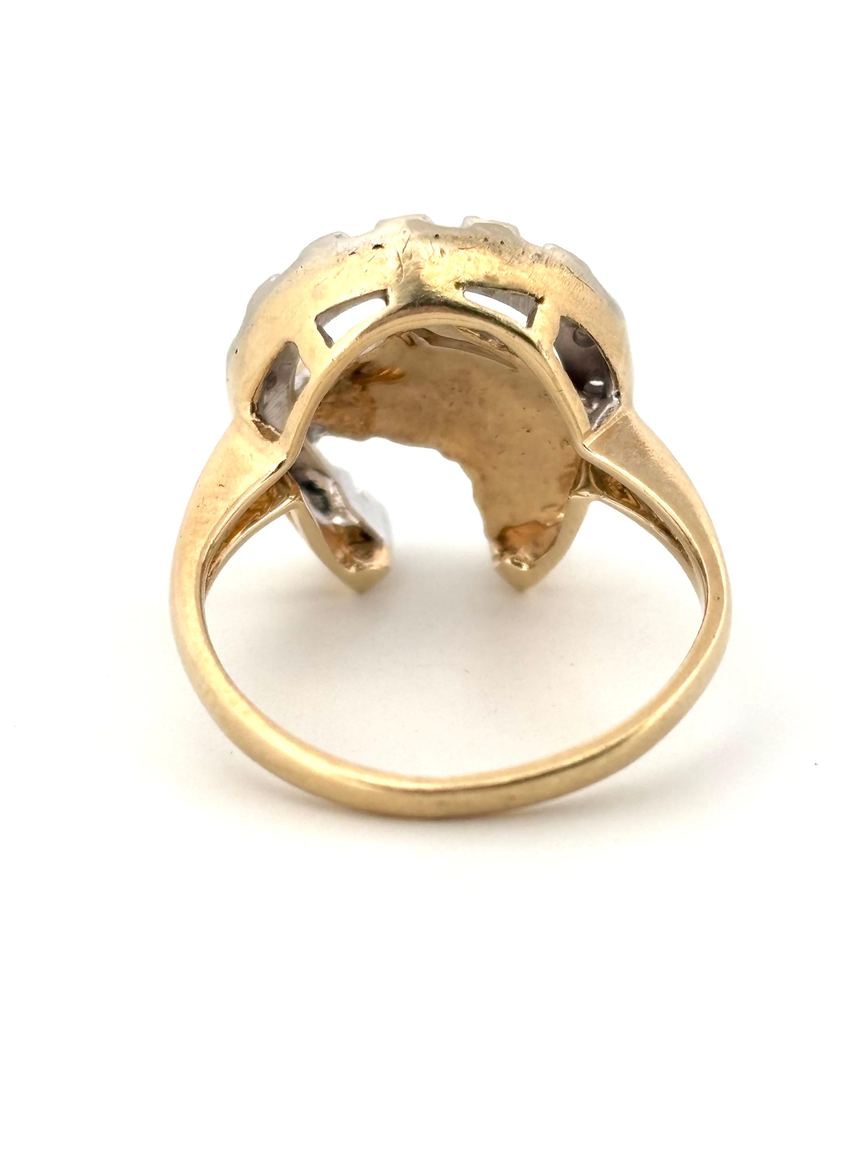 Bague unique en or jaune 14K 0.26ctw Diamond Horse Head Horseshoe Ring Unisexe en vente