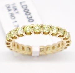 Unique 14 Karat Yellow Gold 1.73 Carat Fancy Yellow Diamond Eternity Band
