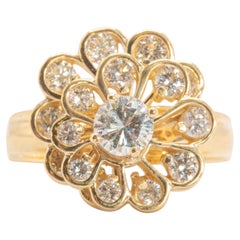 Einzigartiger 14k Gelbgold Floral Diamant Spinner-Ring 1,42 Karat insgesamt