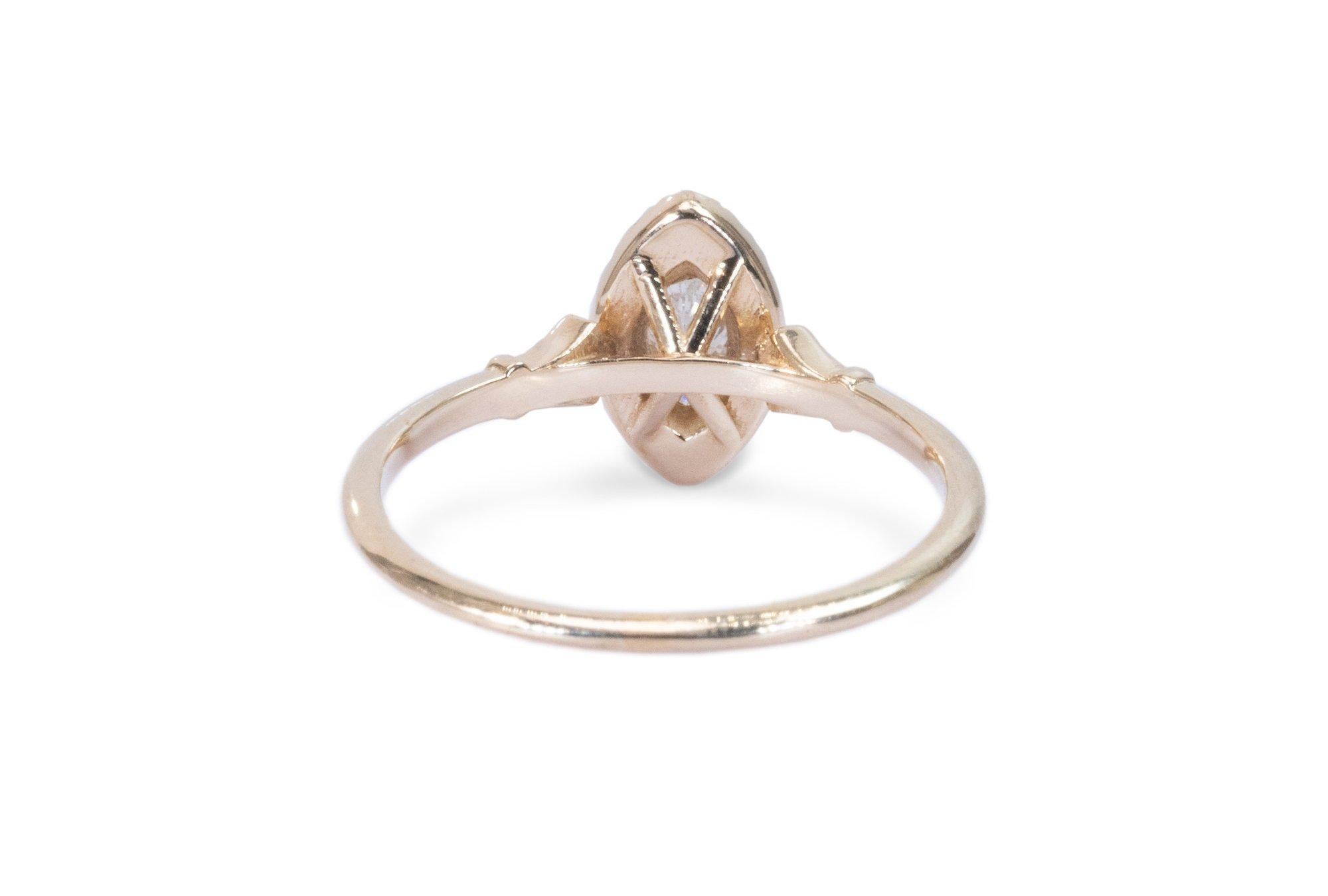 Einzigartiger Halo-Ring aus 14 Karat Gelbgold mit 0,45 Karat natrlichen Diamanten im Marquiseschliff-AIG-zertifiziert im Zustand „Neu“ in רמת גן, IL
