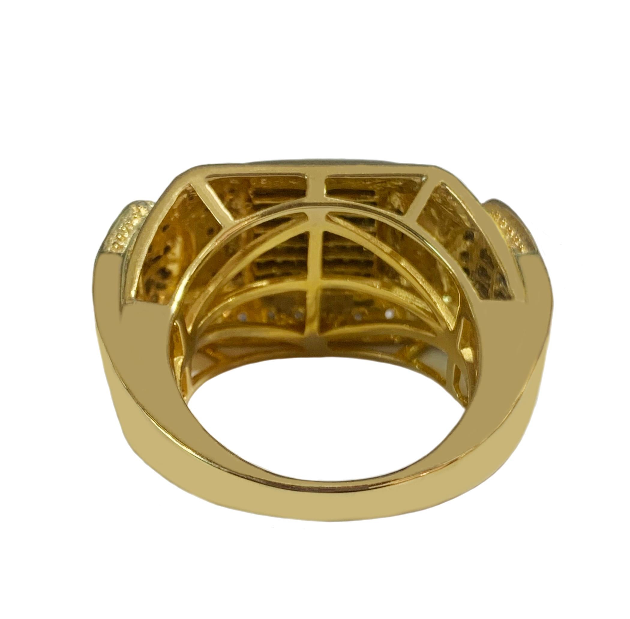 Men's Unique 14k Yellow Gold Ring with 3.1ct Diamonds For Sale