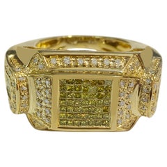 Anillo único de oro amarillo de 14k con diamantes de 3,1 ct