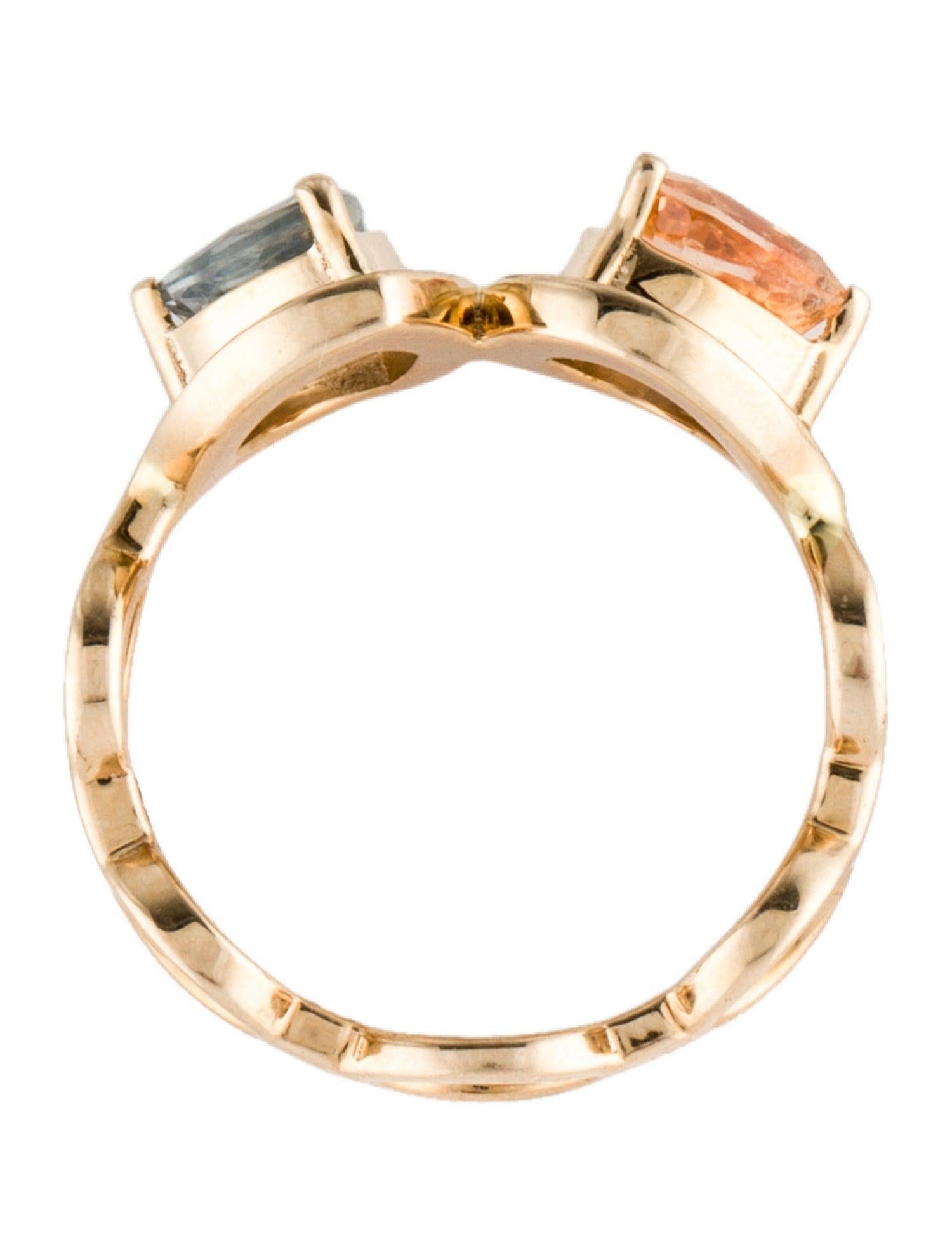 Women's Unique 14K Yellow Gold, Sapphire & Enamel Cocktail Ring - Pear & Triangular Cut