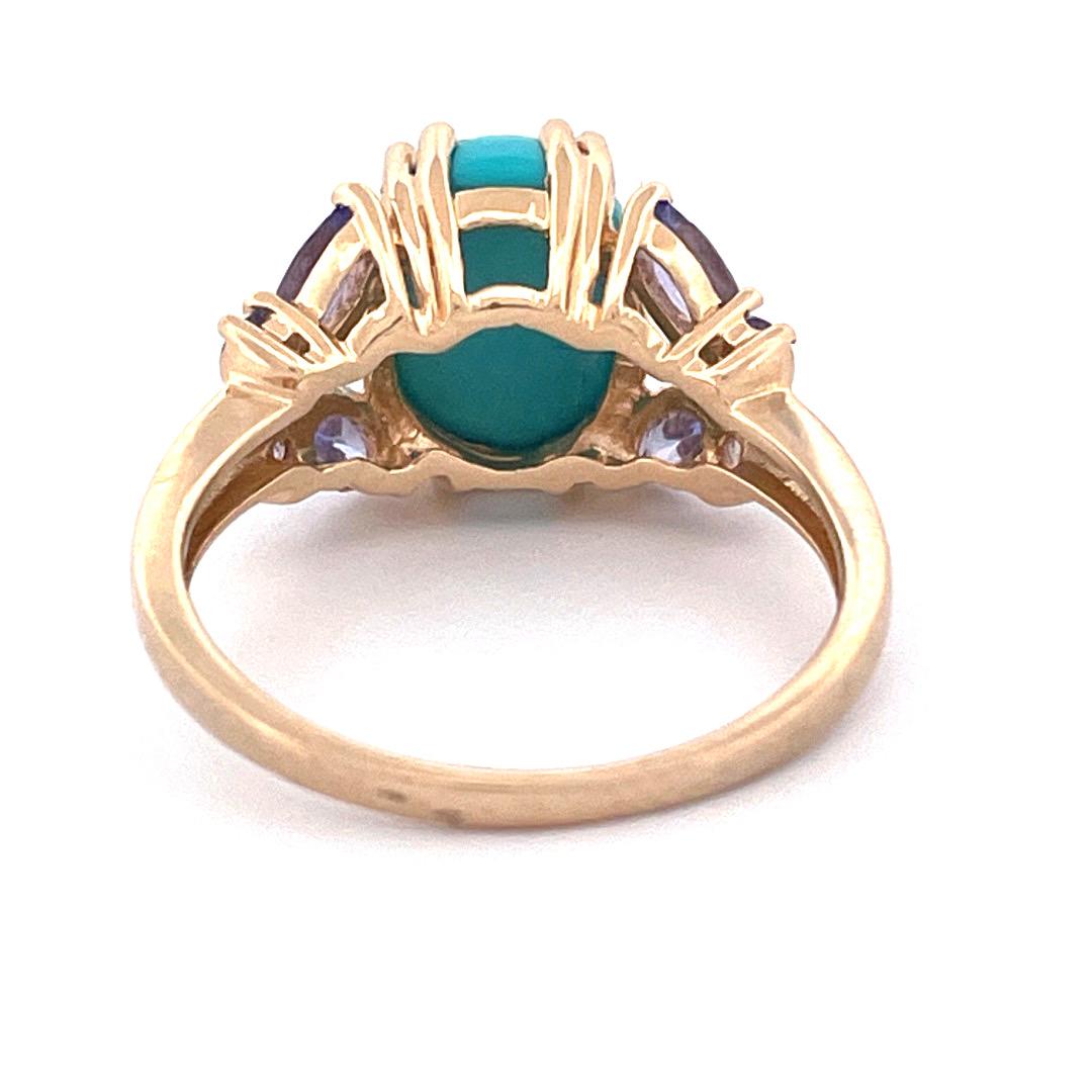 Art Deco Unique 14k Yellow Gold Turquoise Butterfly Ring